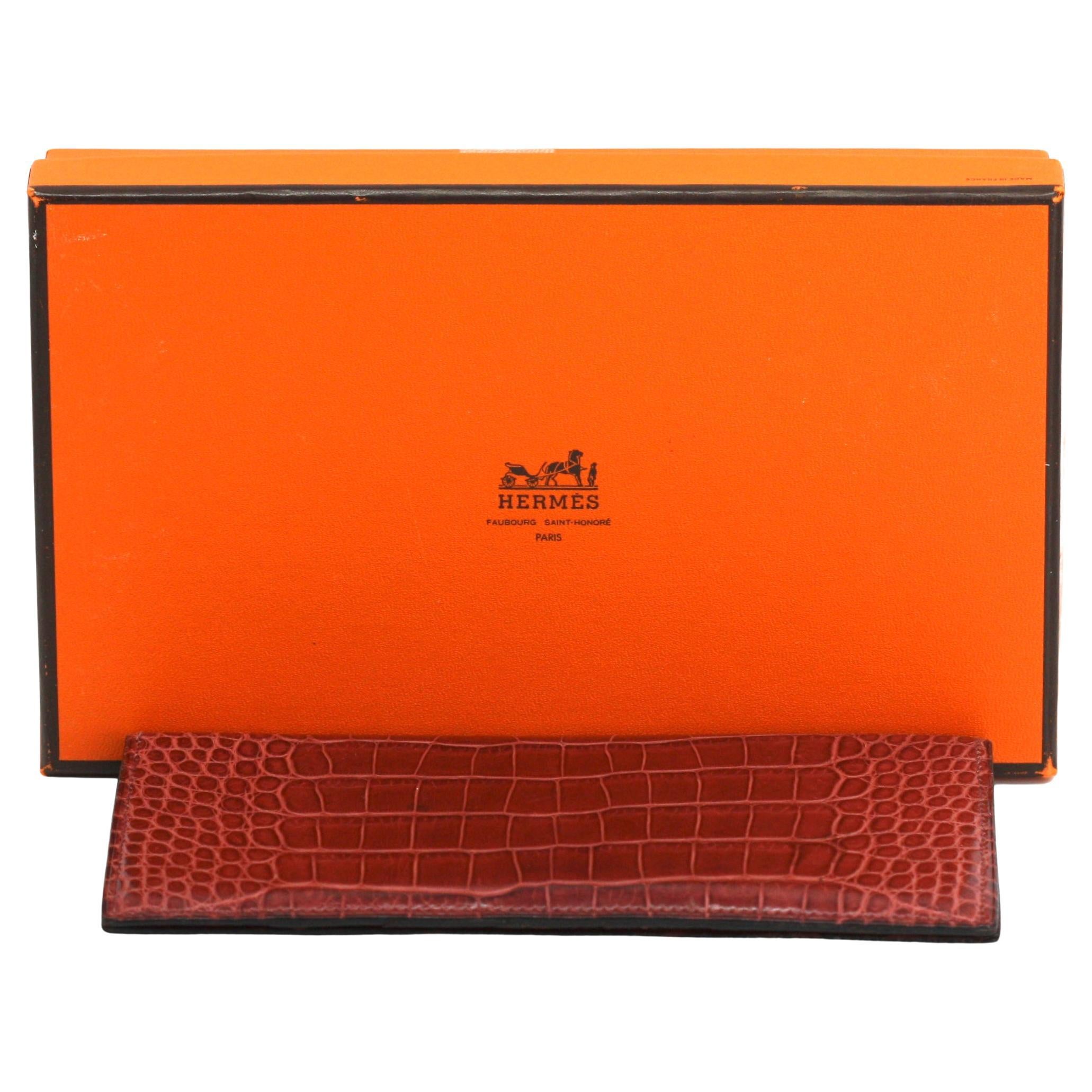 Hermes Red Crocodile Leather Billfold