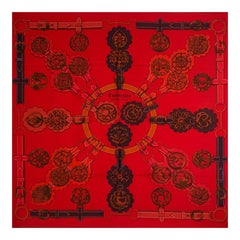 Hermes red CUIVERIES 90 SURTEINT silk twill Scarf