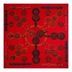 Hermes red CUIVERIES 90 SURTEINT silk twill Scarf