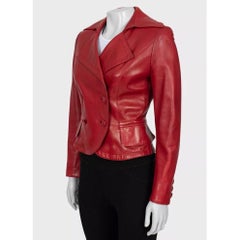 Hermès Red Double-Breasted Leather Jacket - Size S