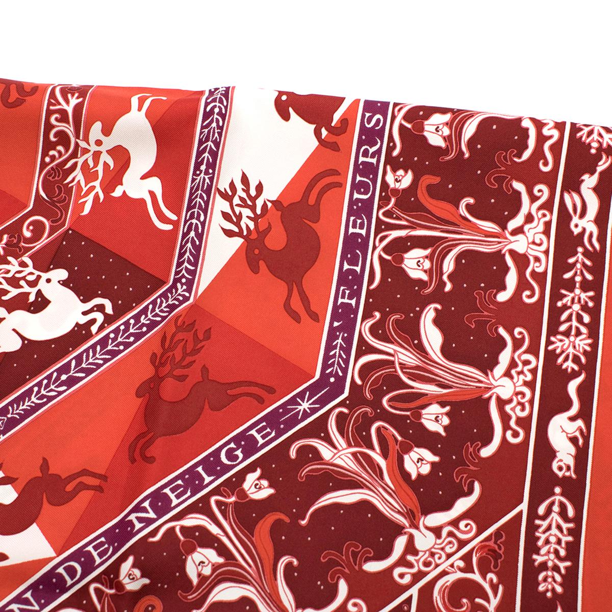 Women's Hermes Red 'Edelweiss' Silk Scarf 90