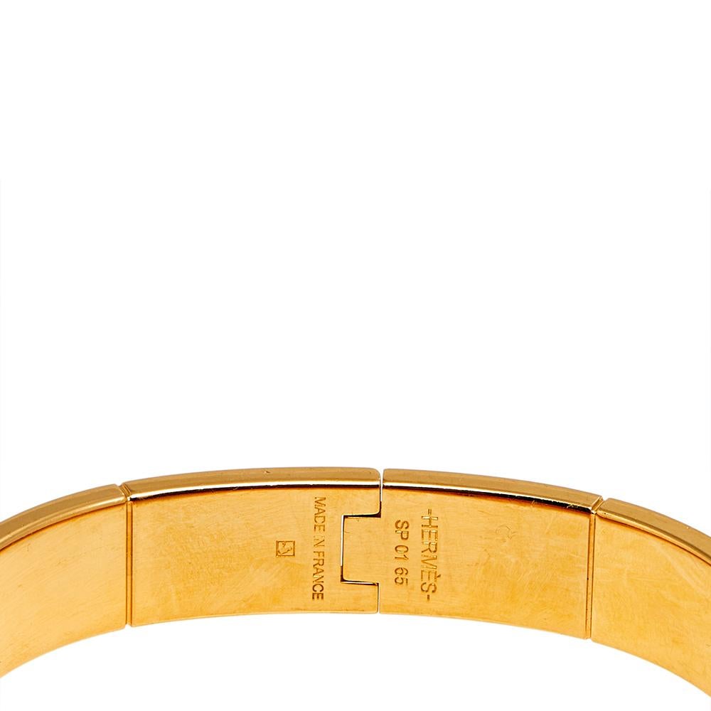 Hermes Red Eperon D'or Bandana Rouge Enamel Gold Plated Hinged Bracelet 1