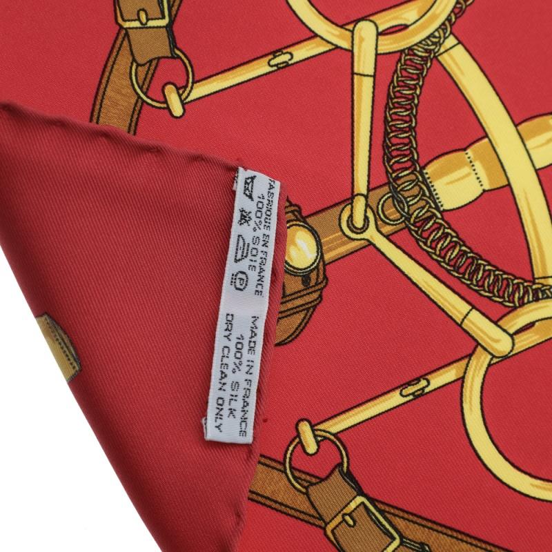 Donna Hermes Sciarpa quadrata in seta rossa Eperon d'Or
