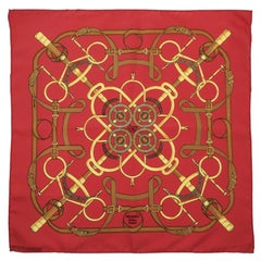 Hermes Red Eperon d'Or Silk Square Scarf