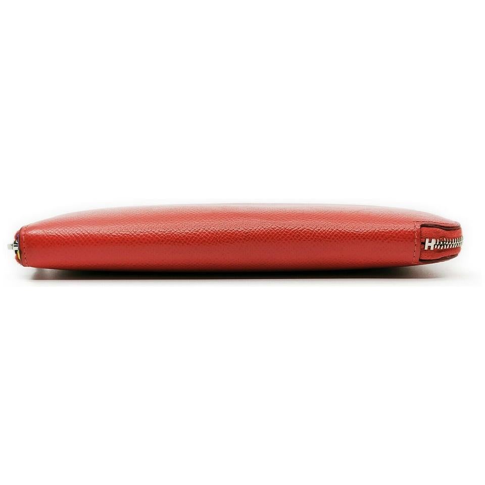 Women's Hermès Red Epsom Leather Azap Silkin Zip Around Long Wallet 863027