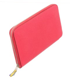 Hermes Red Epsom Leather Silkin Classic Wallet with gold-tone hardware, silk