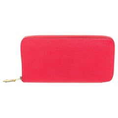 Hermes Red Epsom Leather Silkin Classic Wallet with gold-tone hardware, silk