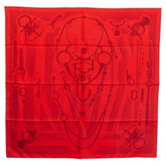 Hermes red ETUDE POUR UNE PARURE DE GALA 90 Scarf Rouge VIF Bordeaux Rouge