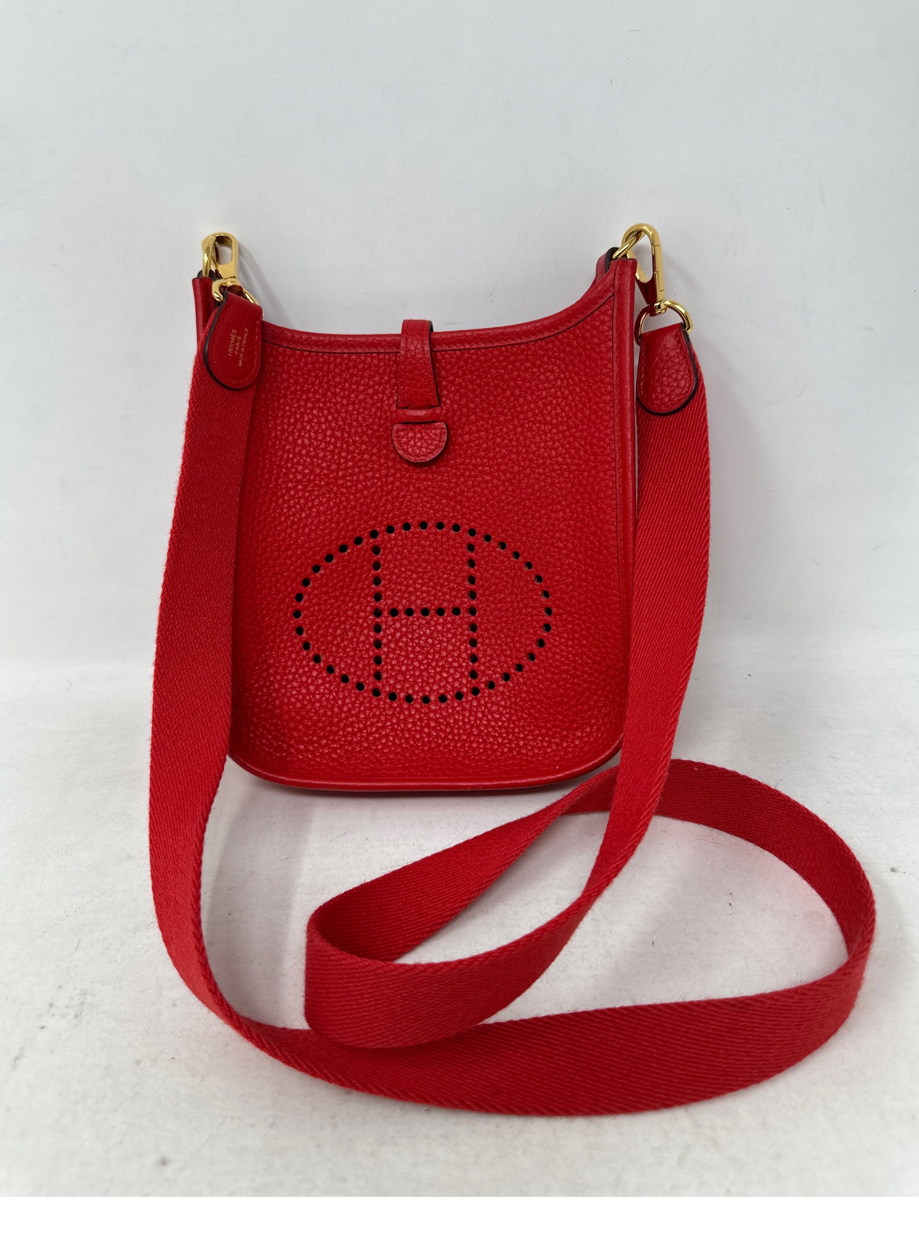 Hermes Red Evelyne TPM Bag  8