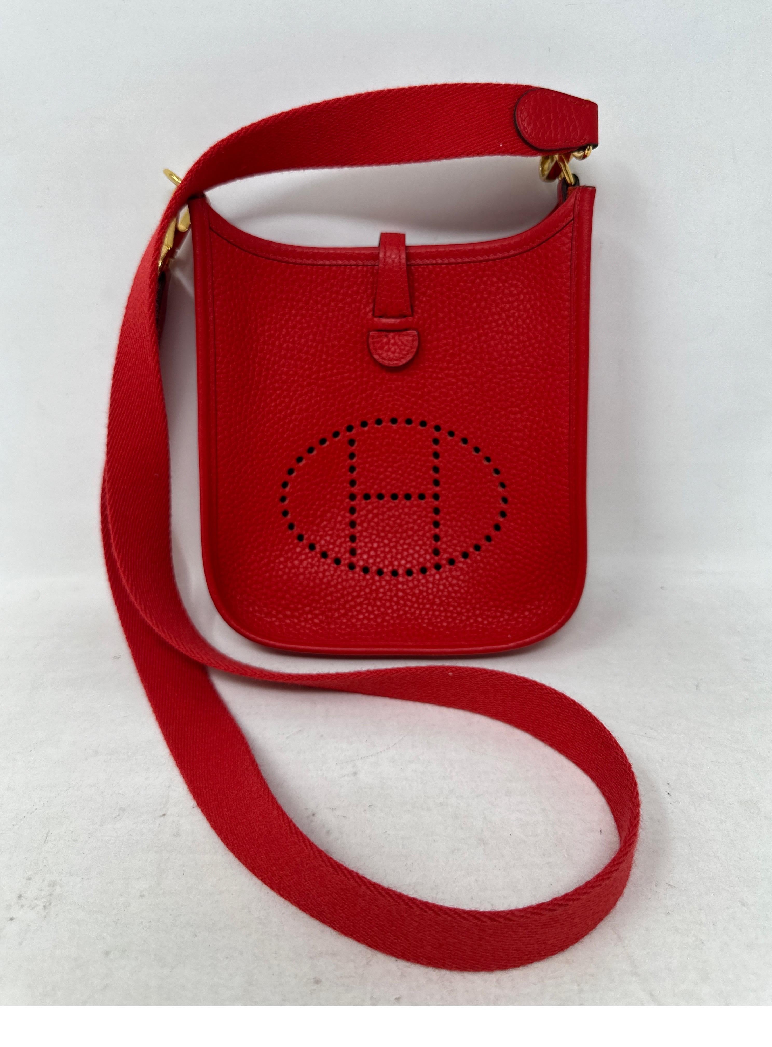 Hermes Red Evelyne TPM Bag  In Excellent Condition In Athens, GA