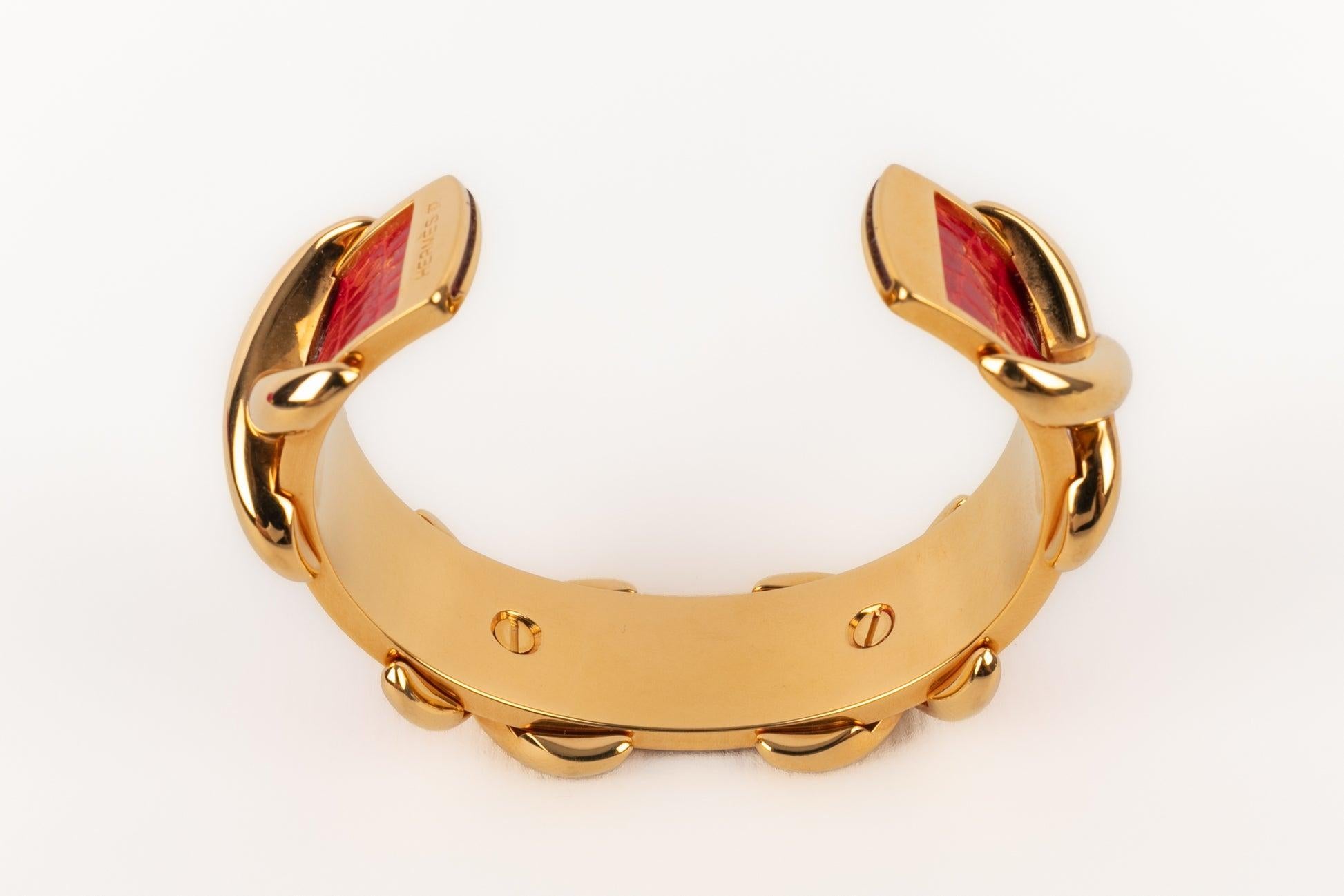 Hermès - Bracelet en cuir de lézard exotique rouge en vente 3