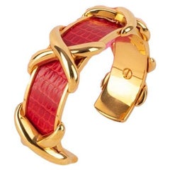Hermès Rotes Armband aus exotischem Eidechsenleder