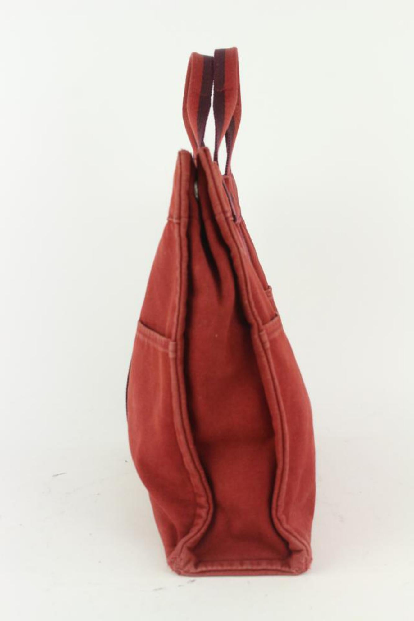 Hermès Red Foure Tout GM Tote bag 11her104 In Fair Condition For Sale In Dix hills, NY