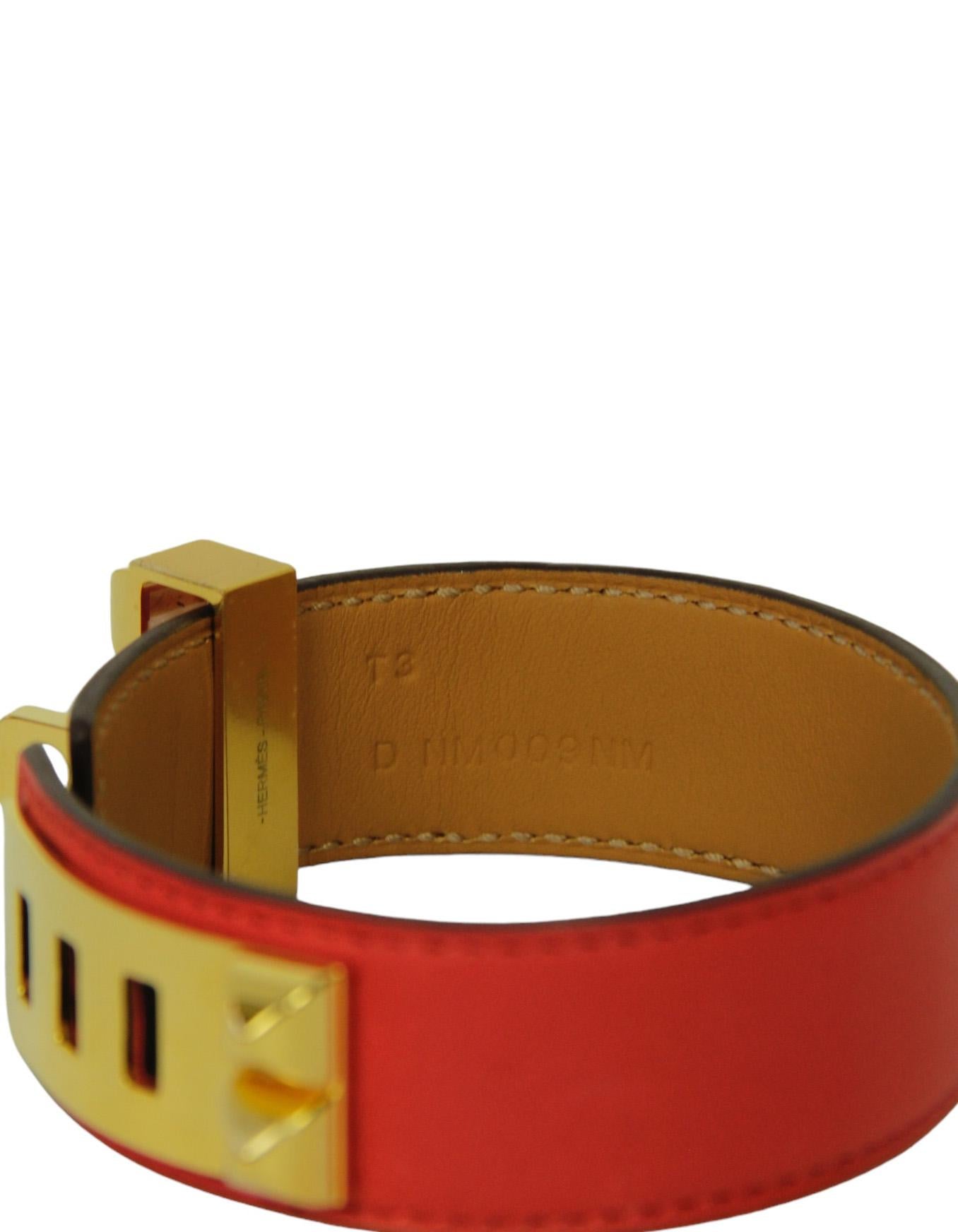 Bracelet Collier de Chien 24 rouge/or Hermes sz T3 Pour femmes en vente
