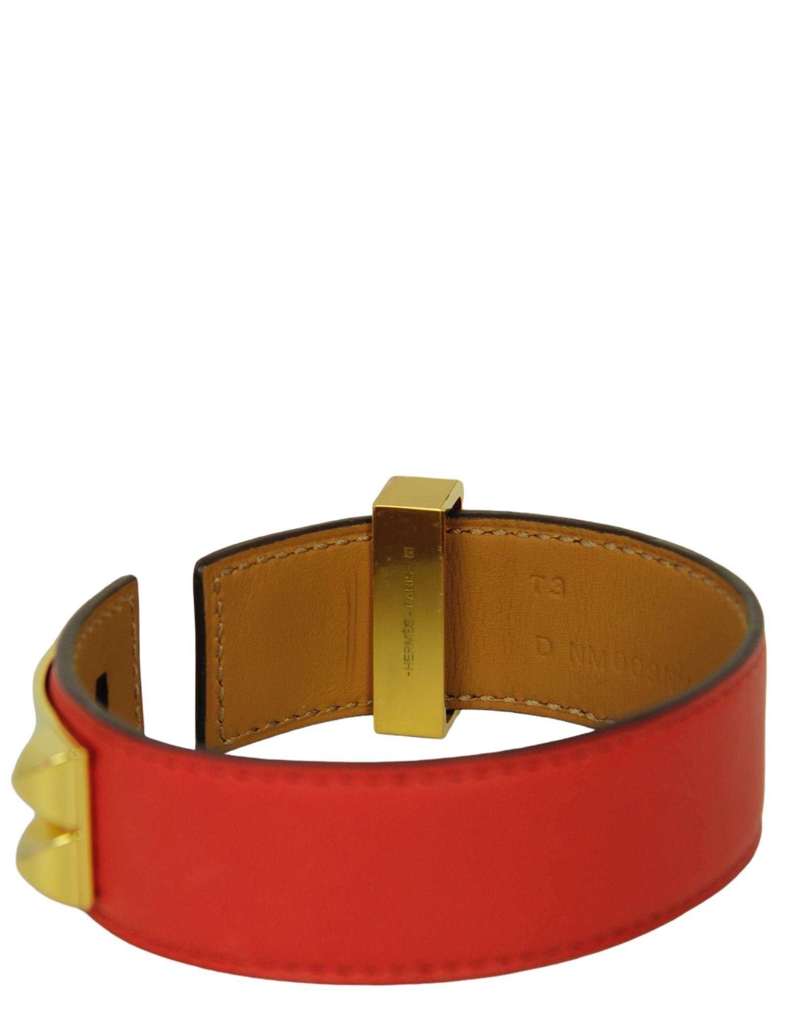 Bracelet Collier de Chien 24 rouge/or Hermes sz T3 en vente 2