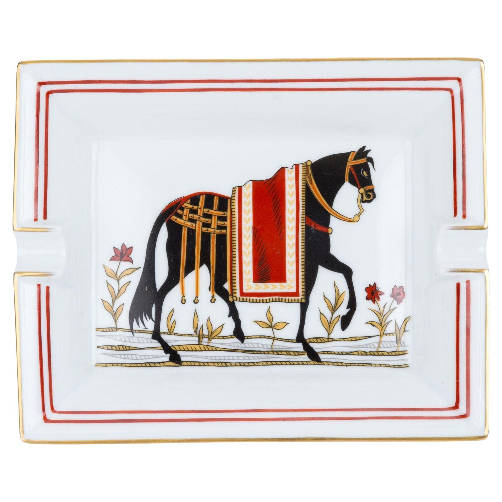 Hermès Red 
Gold Horse Ashtray For Sale