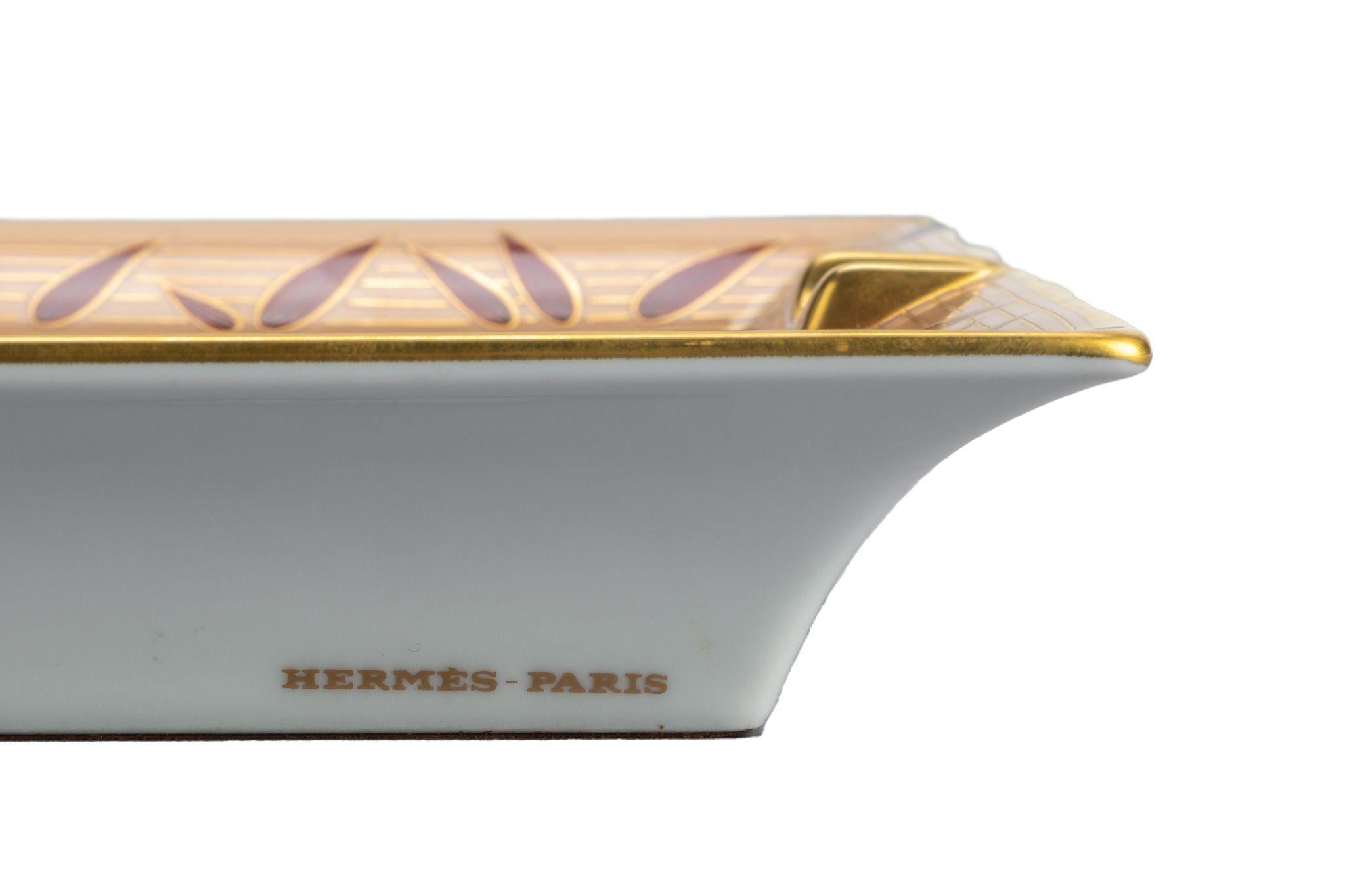 Women's or Men's Hermes Red/Gold Panda Porcelain Ashtray