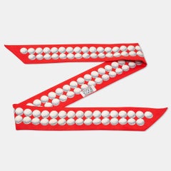 Hermès Red Golf Balls Print Silk Twilly
