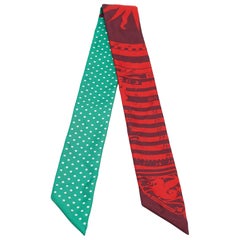 Hermès Red/Green Printed Silk Astrologie a Pois Twilly