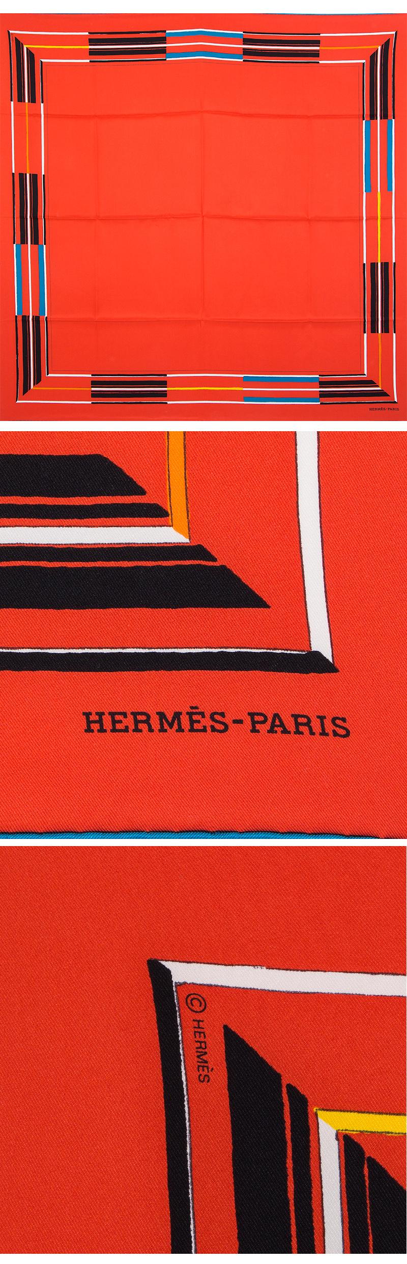 Hermes red JUMPING 90 silk twill Scarf In Excellent Condition In Zürich, CH