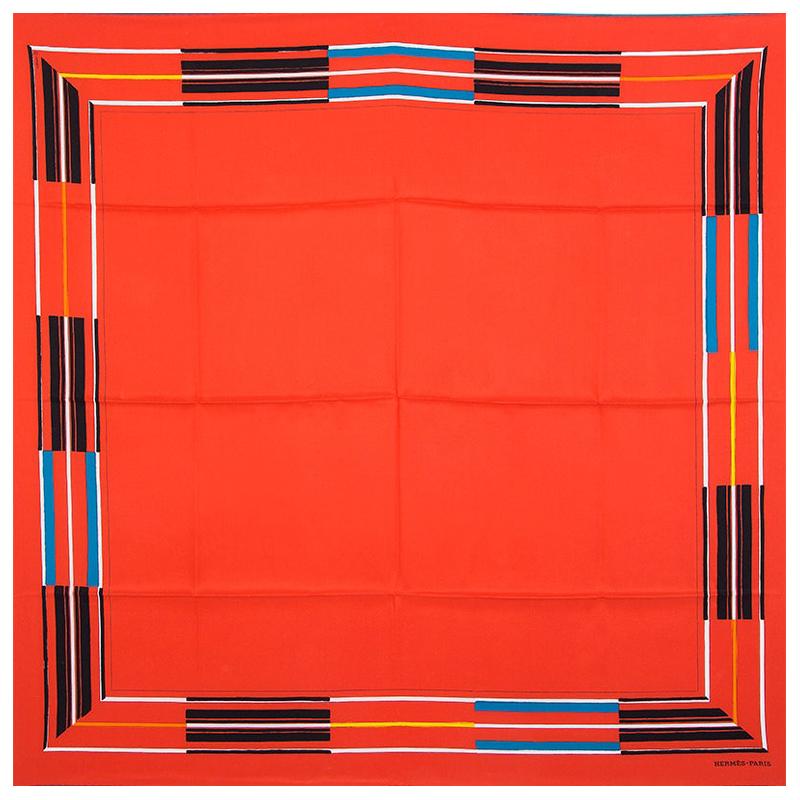 Hermes red JUMPING 90 silk twill Scarf
