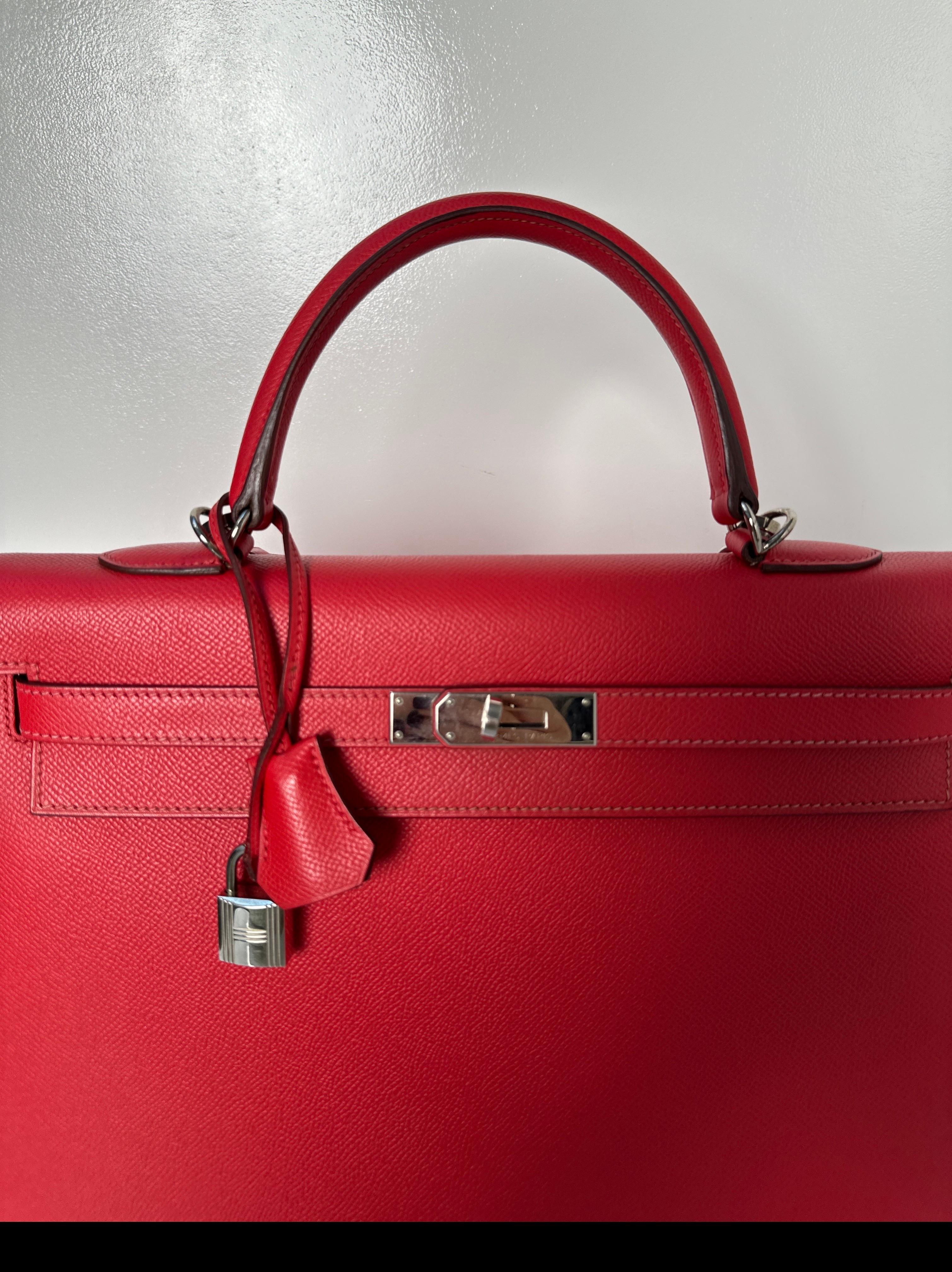 Hermes Red Kelly 35 Bag For Sale 6