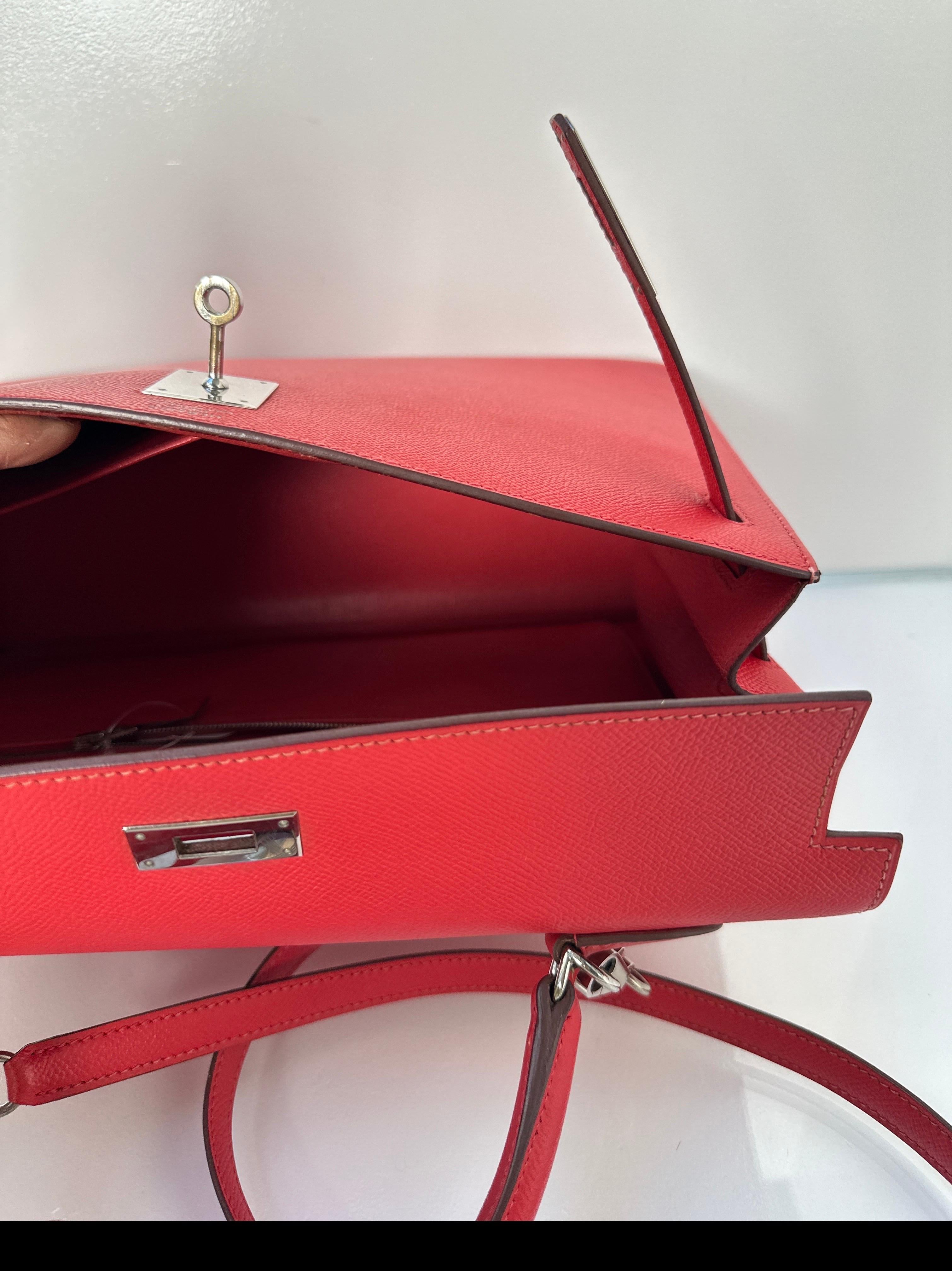 Hermes Red Kelly 35 Bag For Sale 8