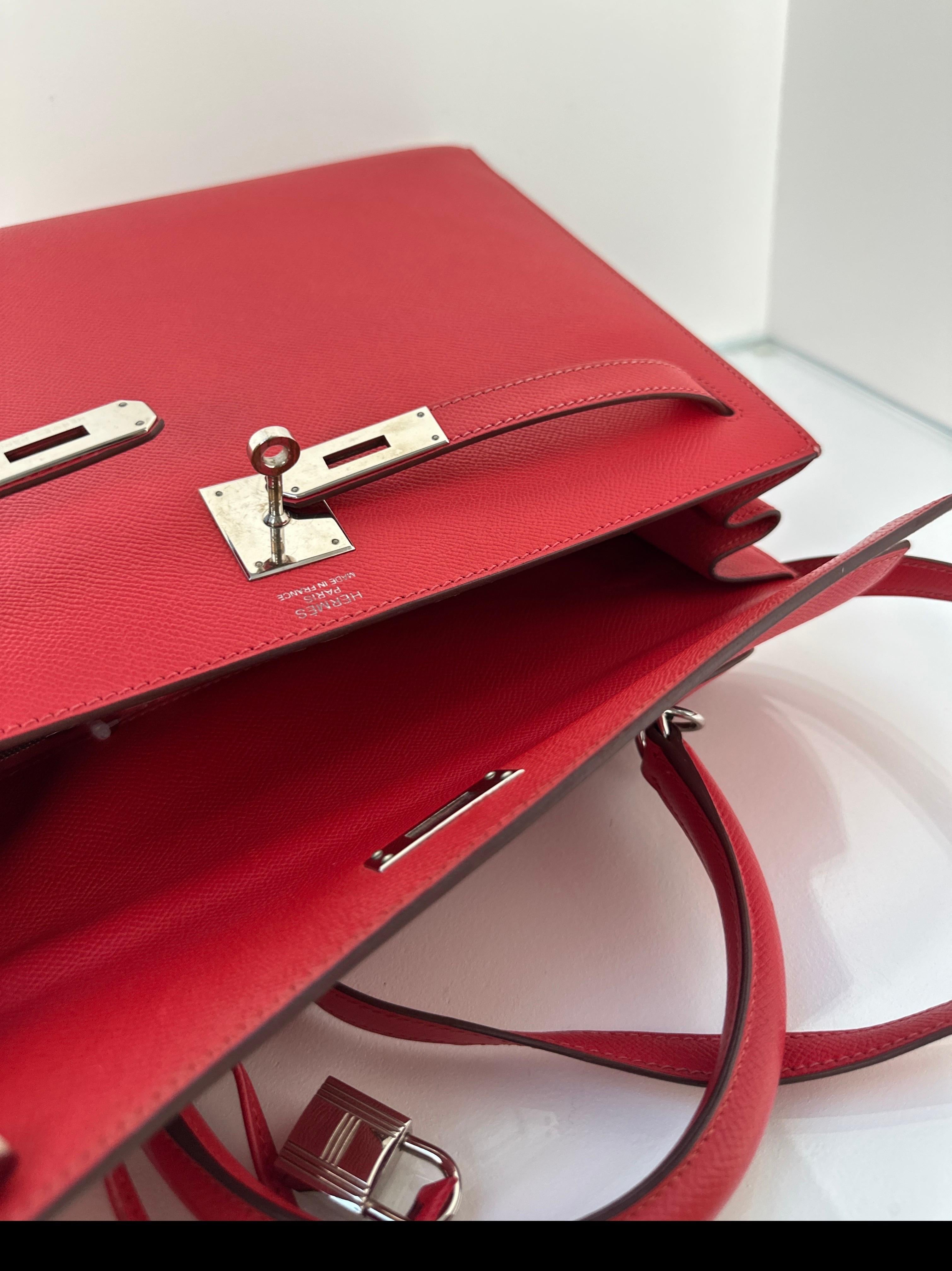Hermes Red Kelly 35 Bag For Sale 9