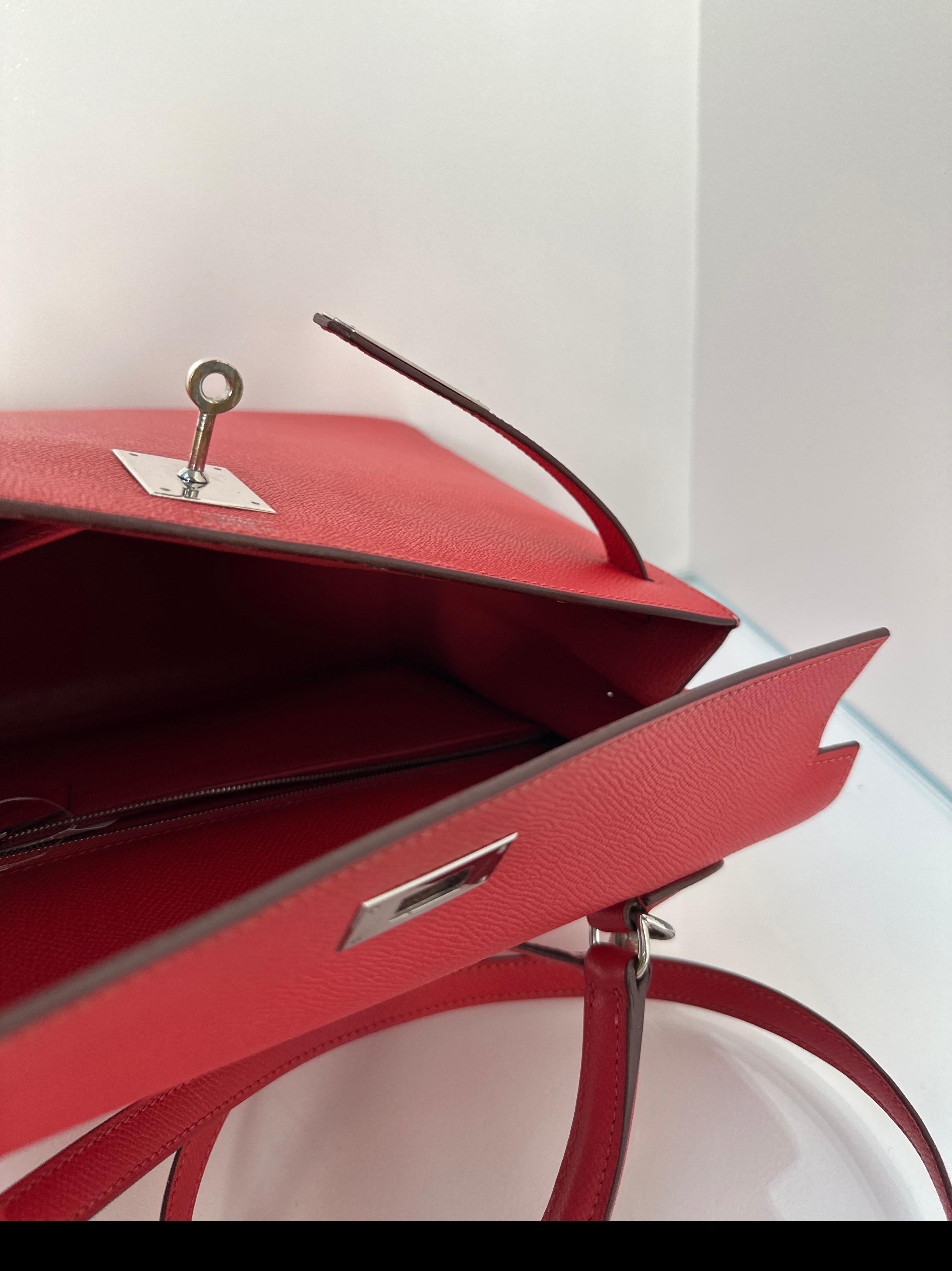 Hermes Red Kelly 35 Bag For Sale 10