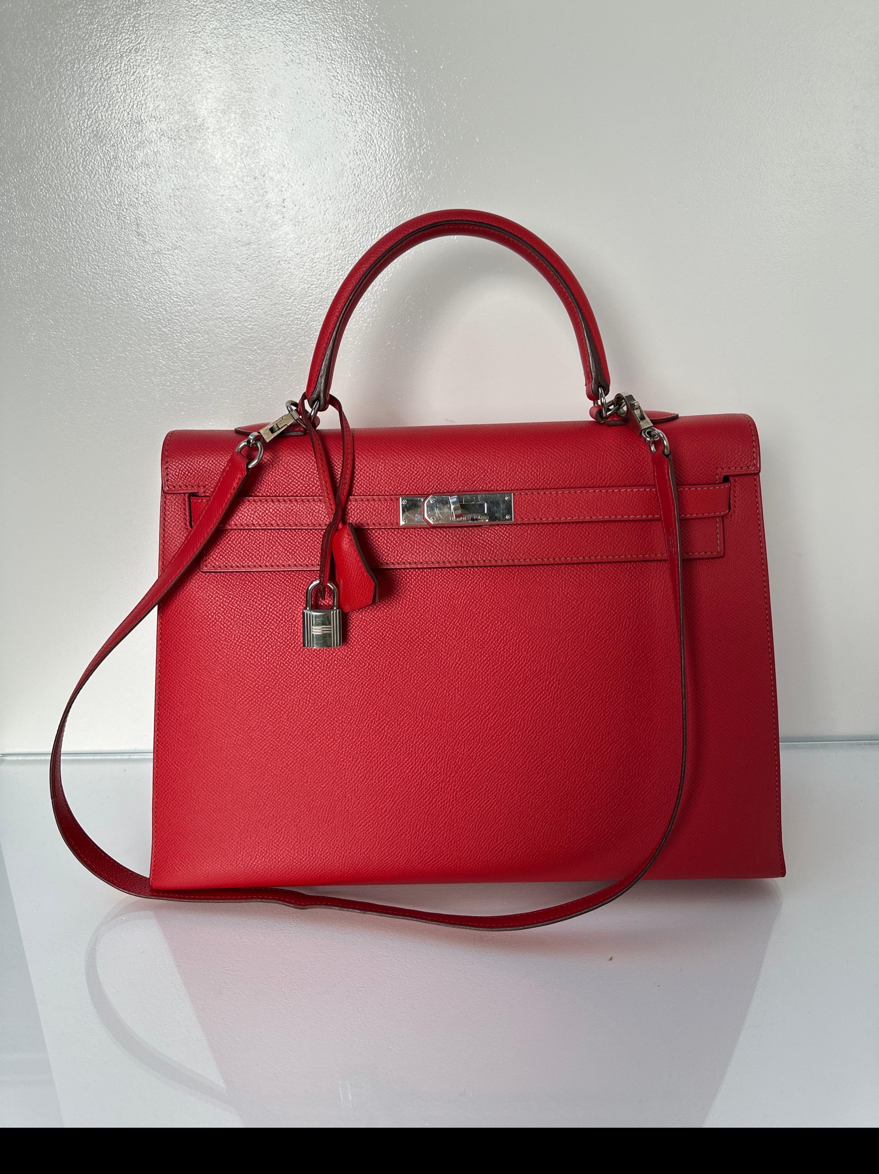 Hermes Red Kelly 35 Bag For Sale 11