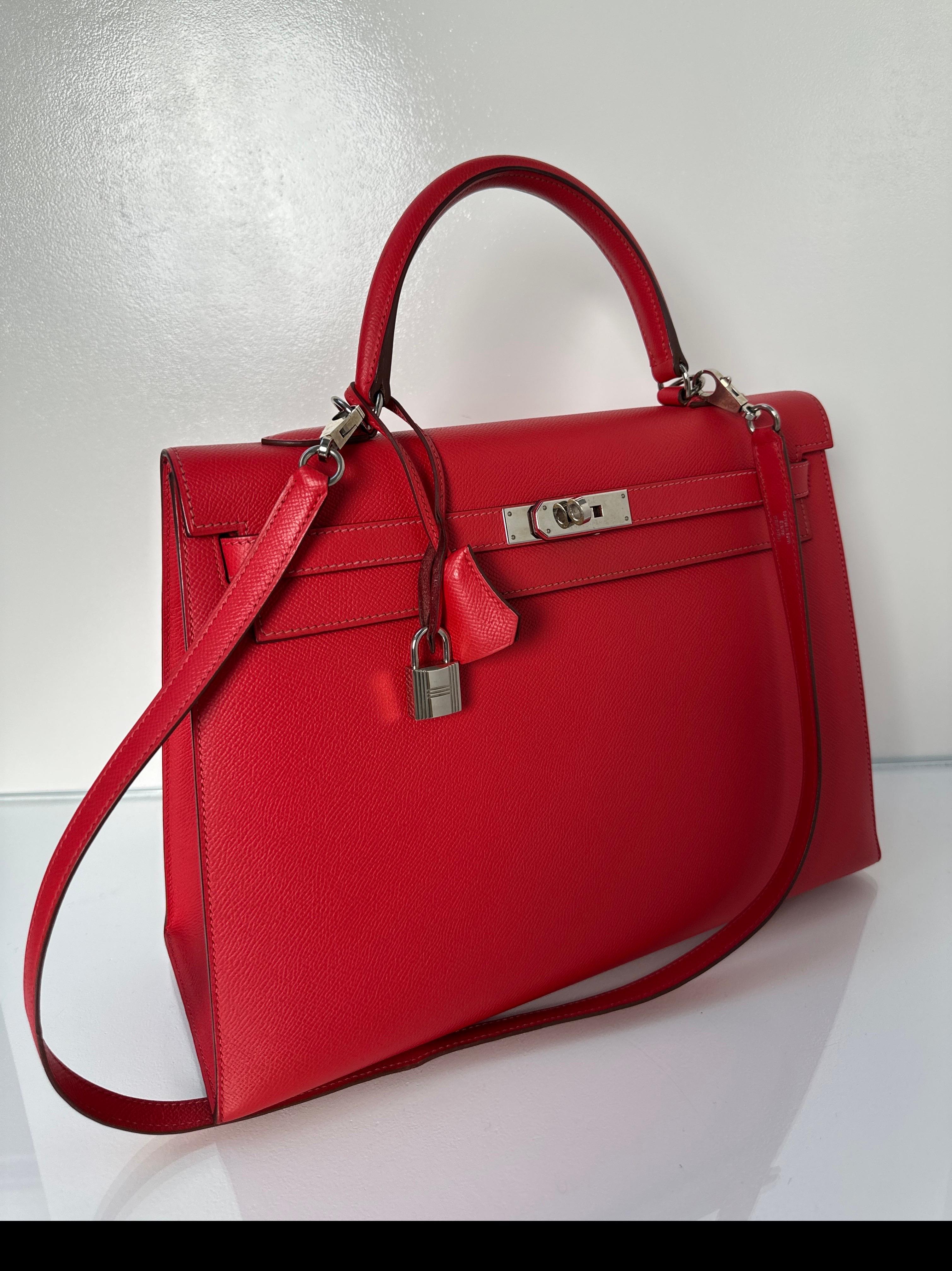 Hermes Red Kelly 35 Bag For Sale 12