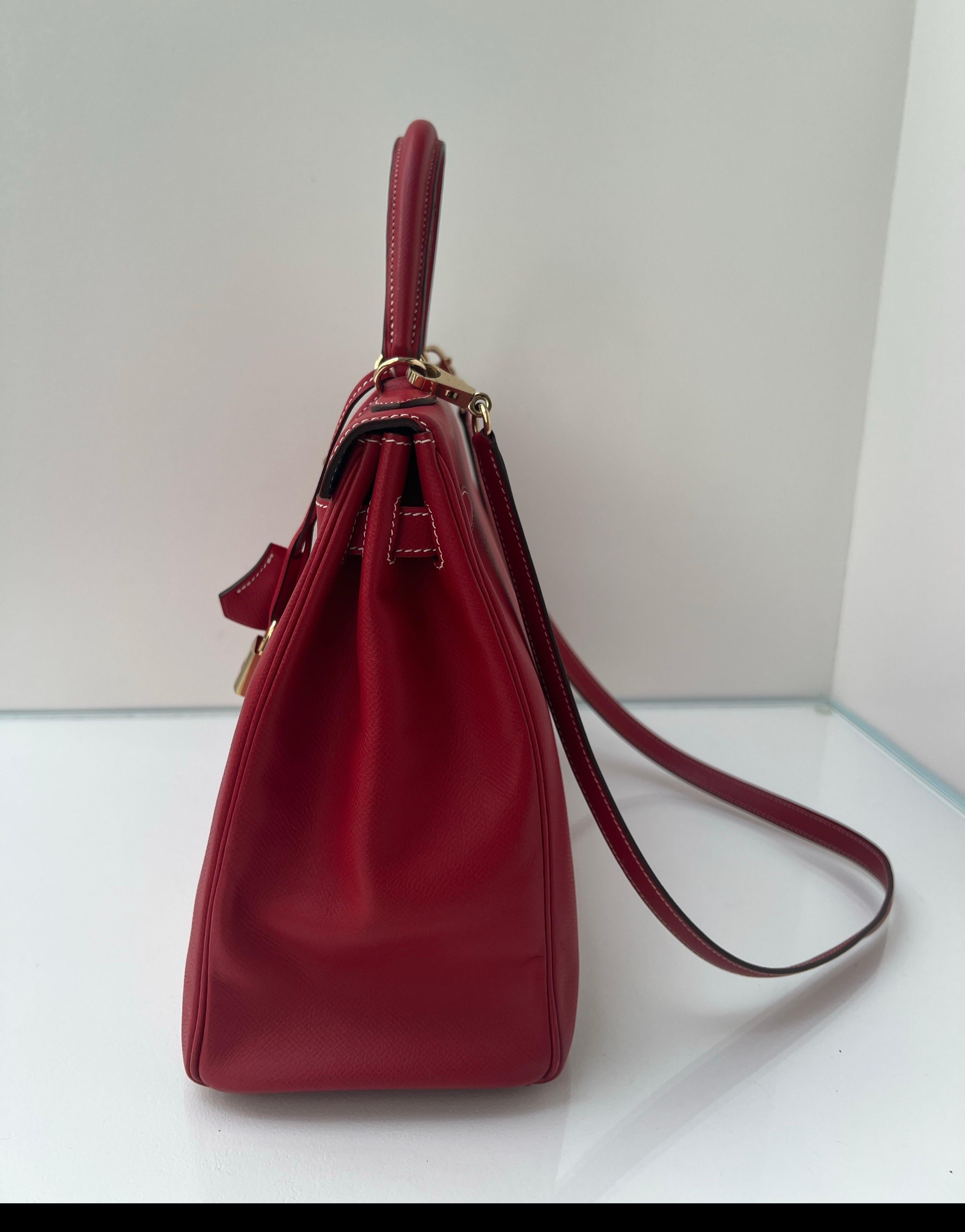 Hermes Red Kelly 35 Bag For Sale 12