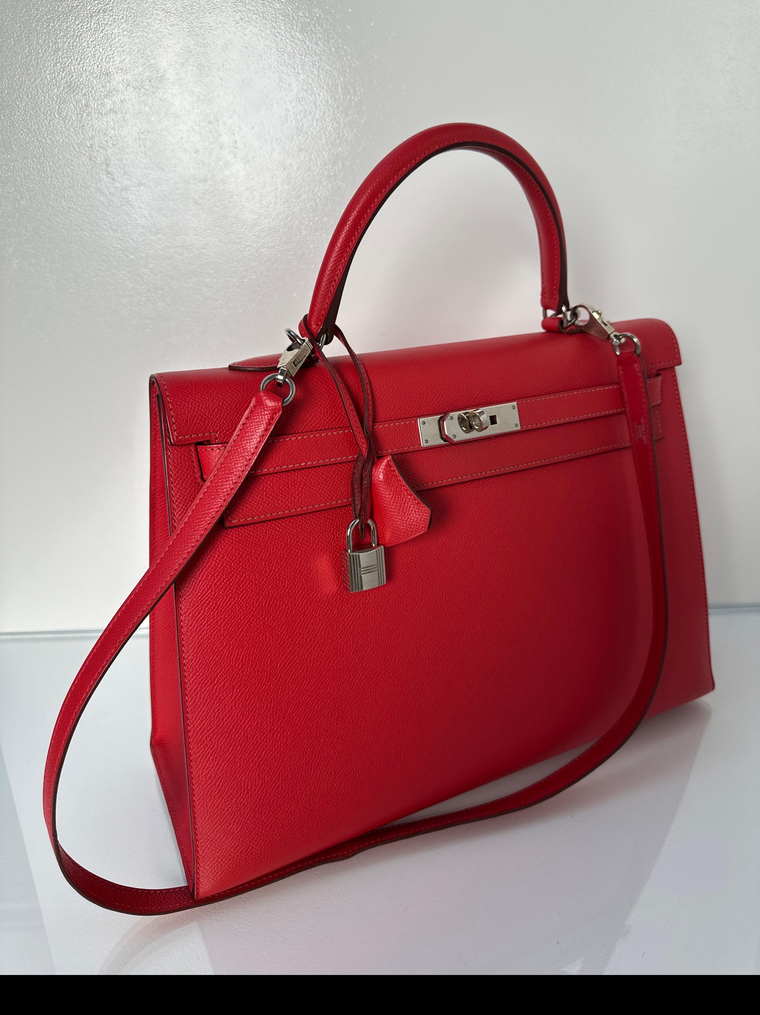 Hermes Red Kelly 35 Bag For Sale 13