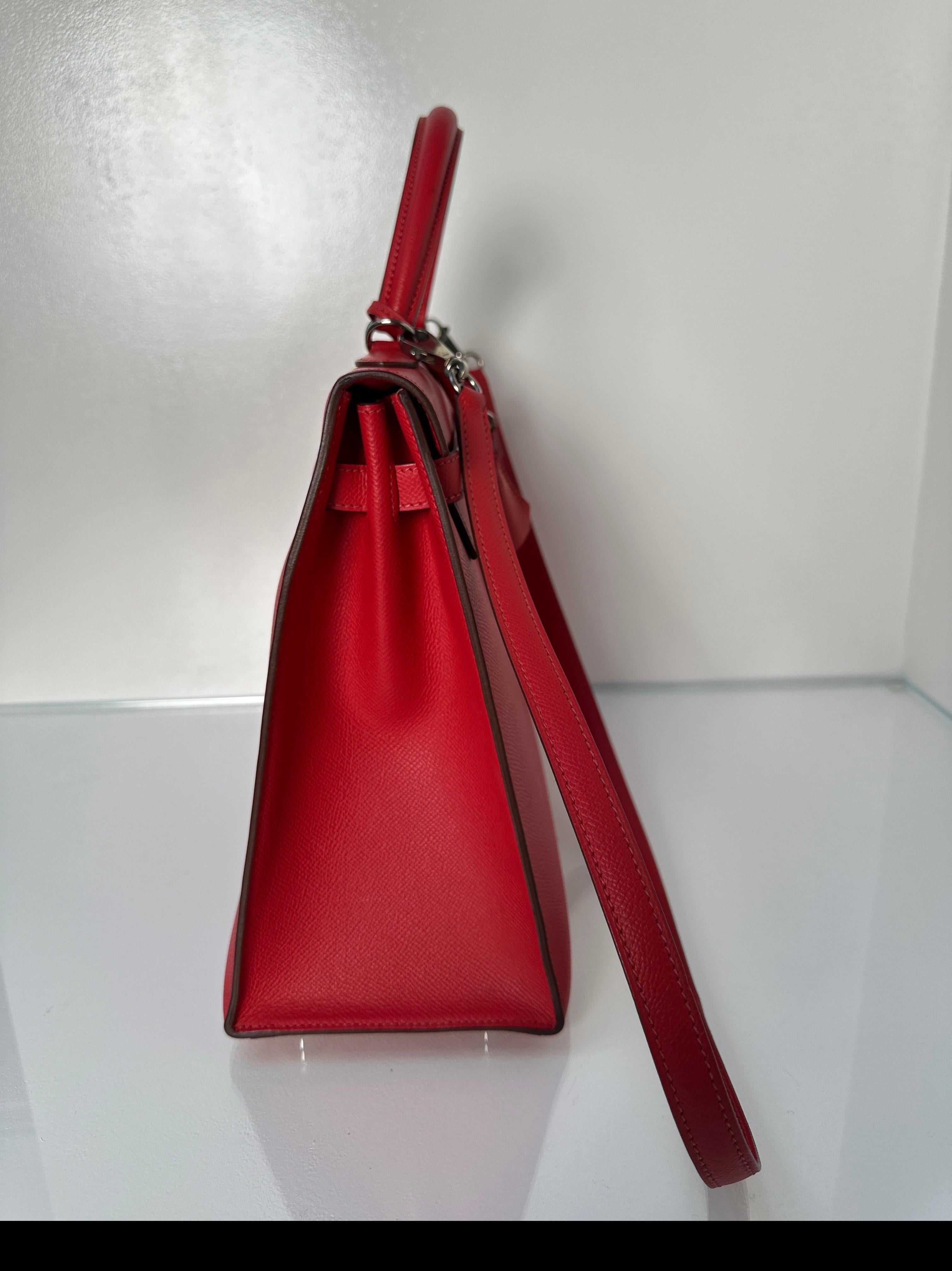 Hermes Red Kelly 35 Bag For Sale 14