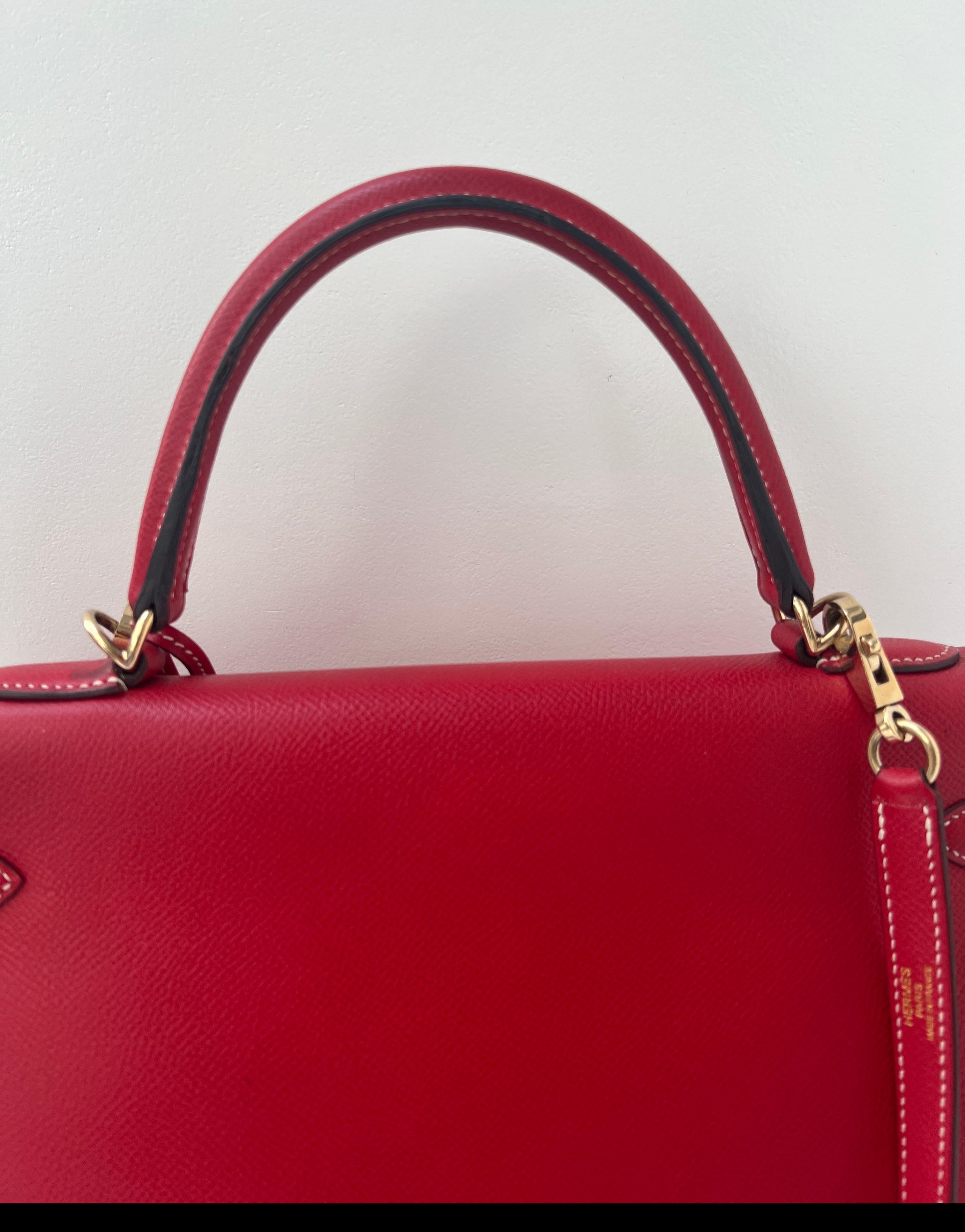 Hermes Red Kelly 35 Bag For Sale 14