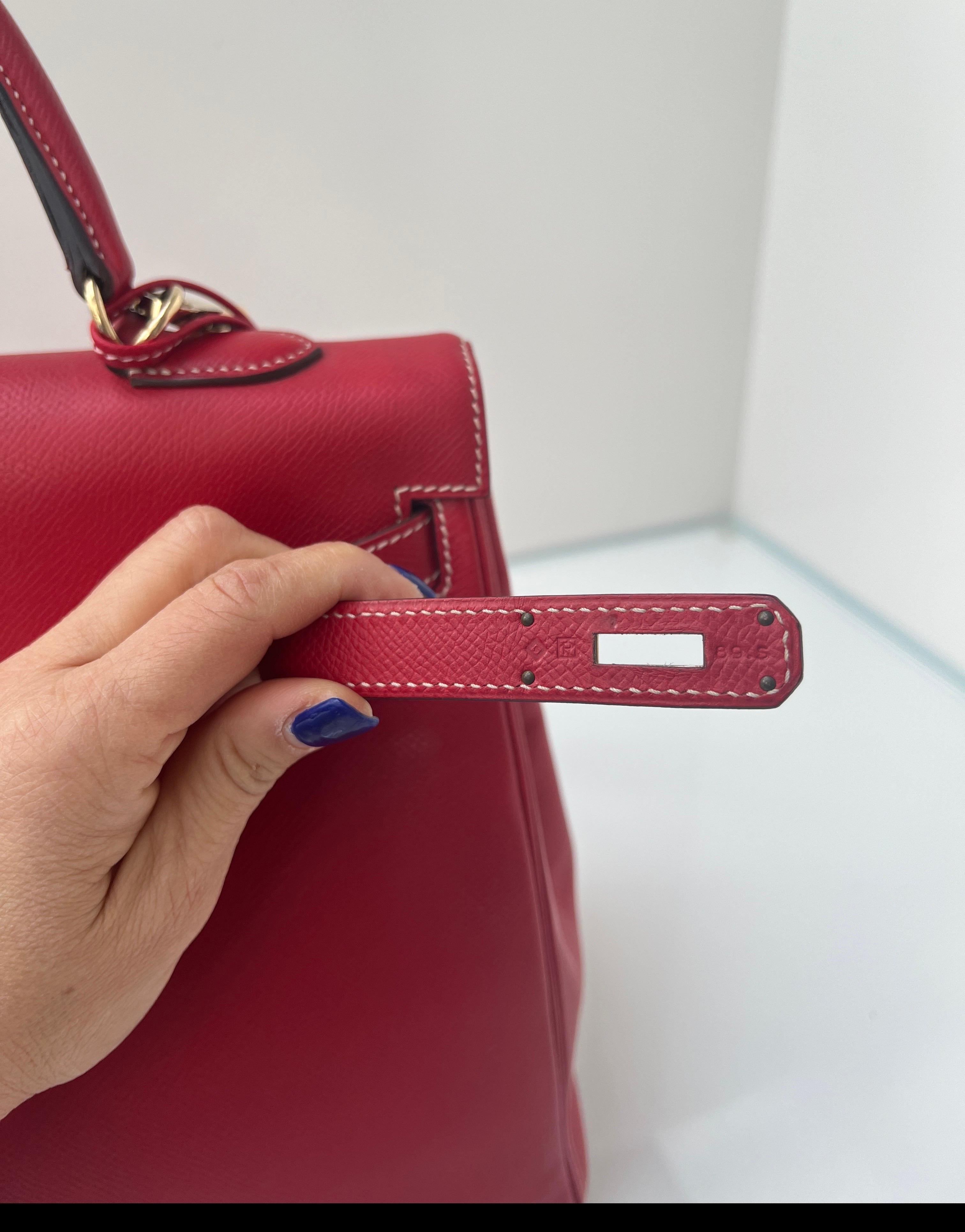 Hermes Red Kelly 35 Bag For Sale 15