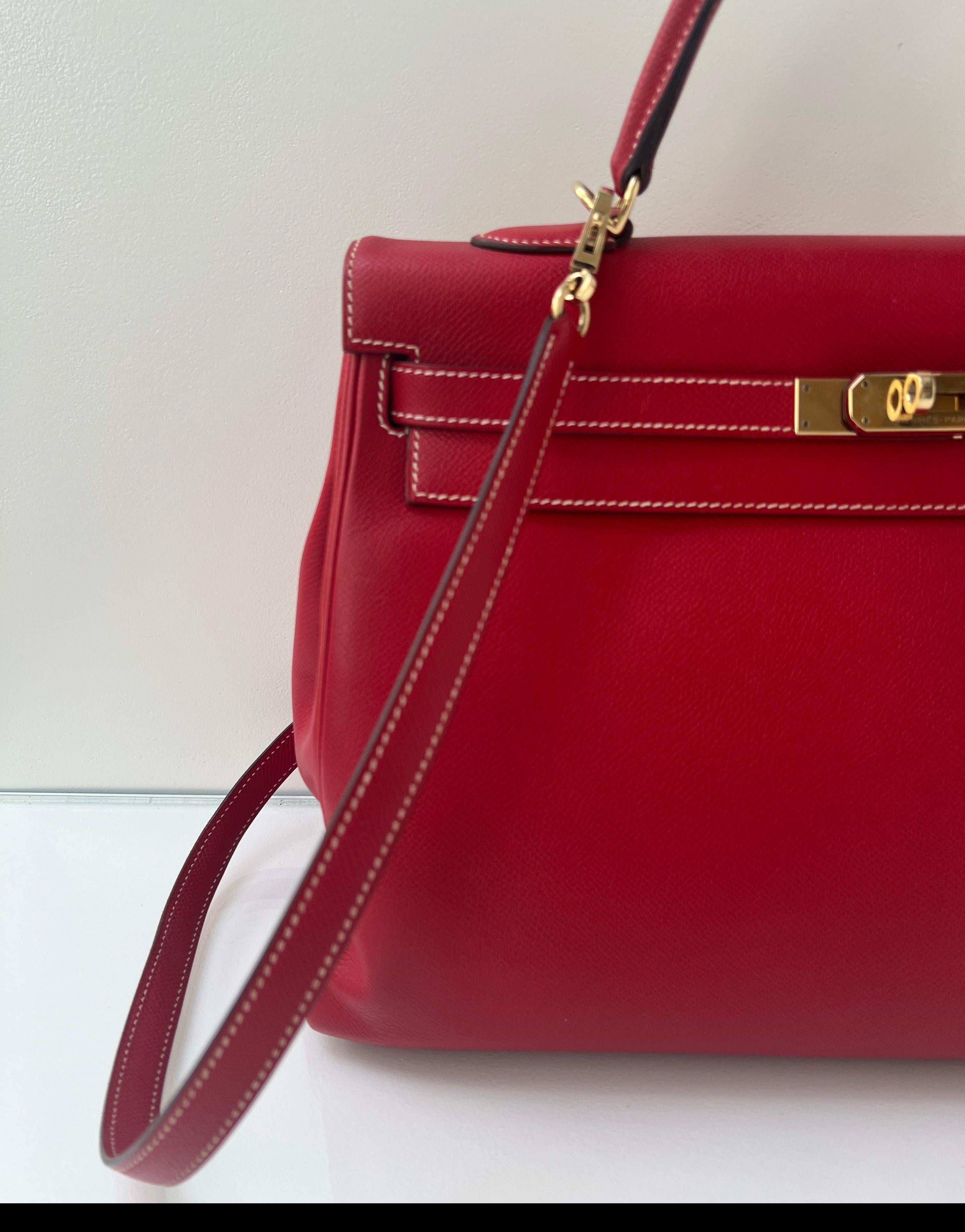 Women's or Men's Hermes Red Kelly 35 Bag For Sale
