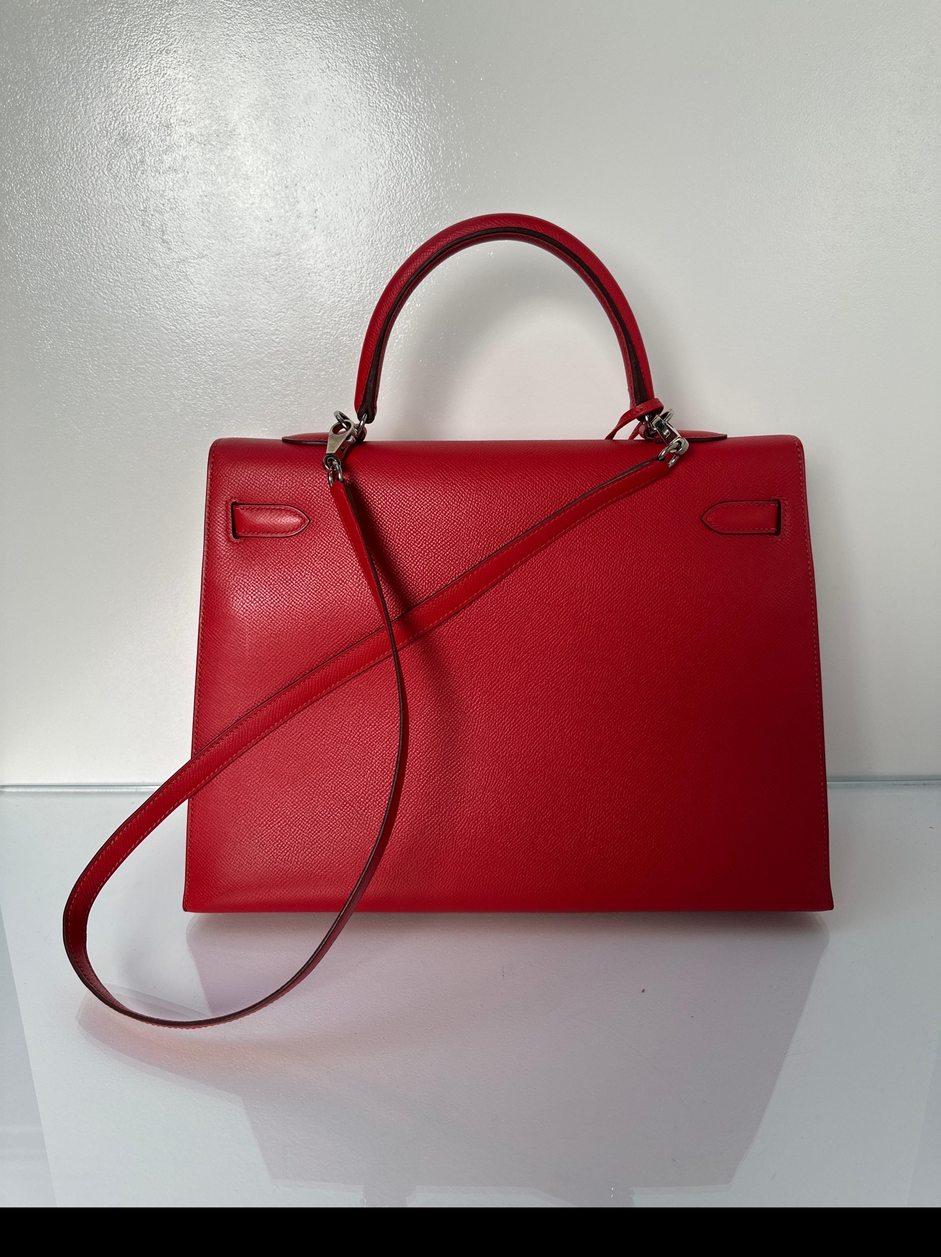 Hermes Red Kelly 35 Bag For Sale 1