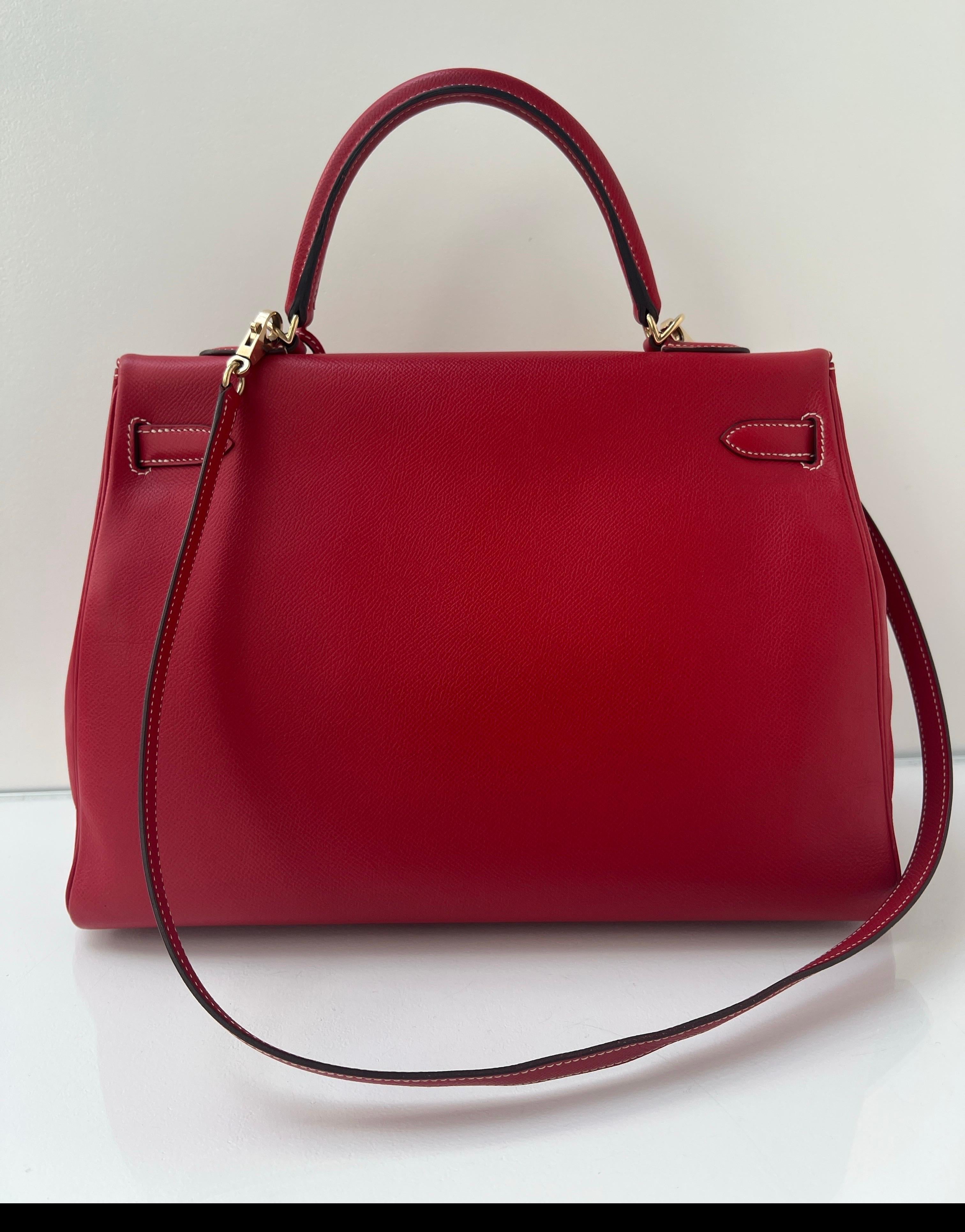 Hermes Red Kelly 35 Bag For Sale 1