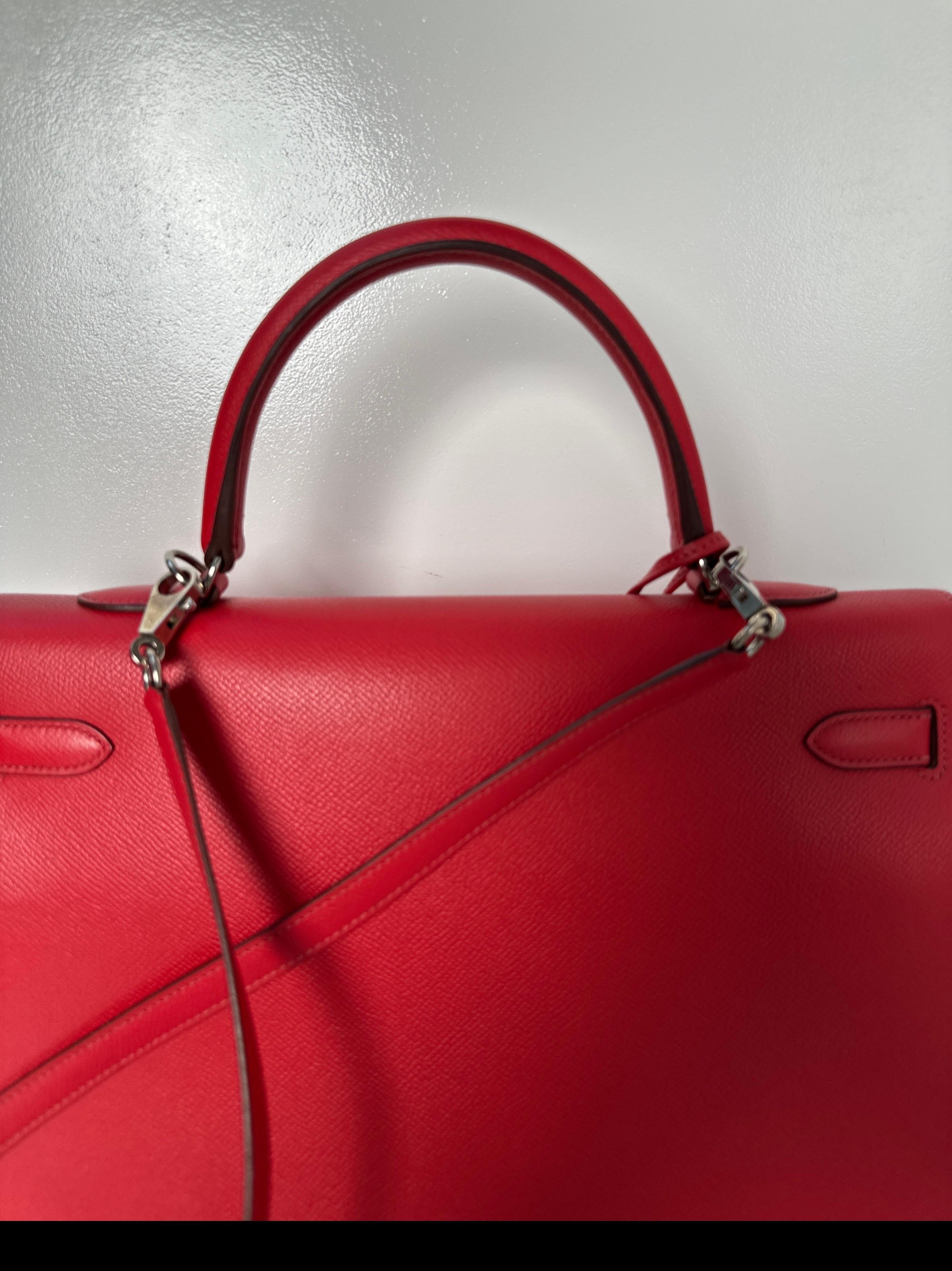 Hermes Red Kelly 35 Bag For Sale 2
