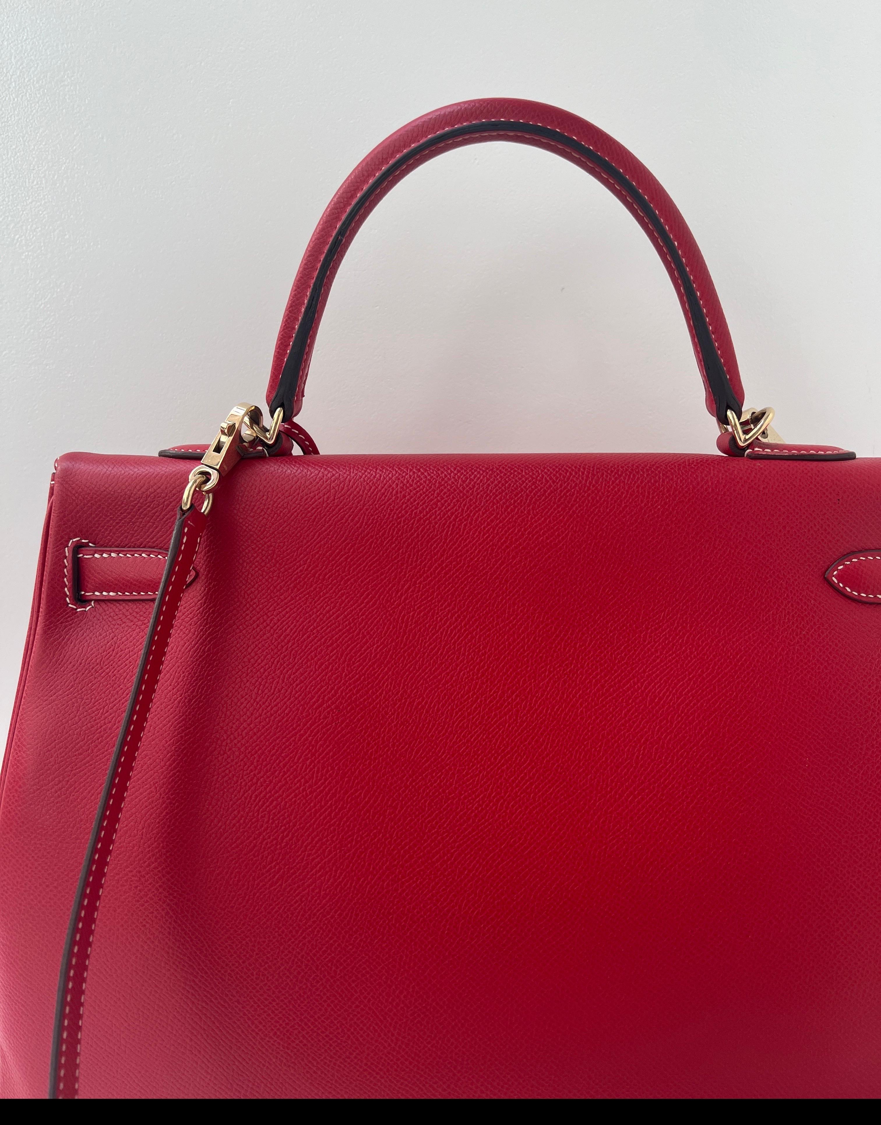 Hermes Red Kelly 35 Bag For Sale 2
