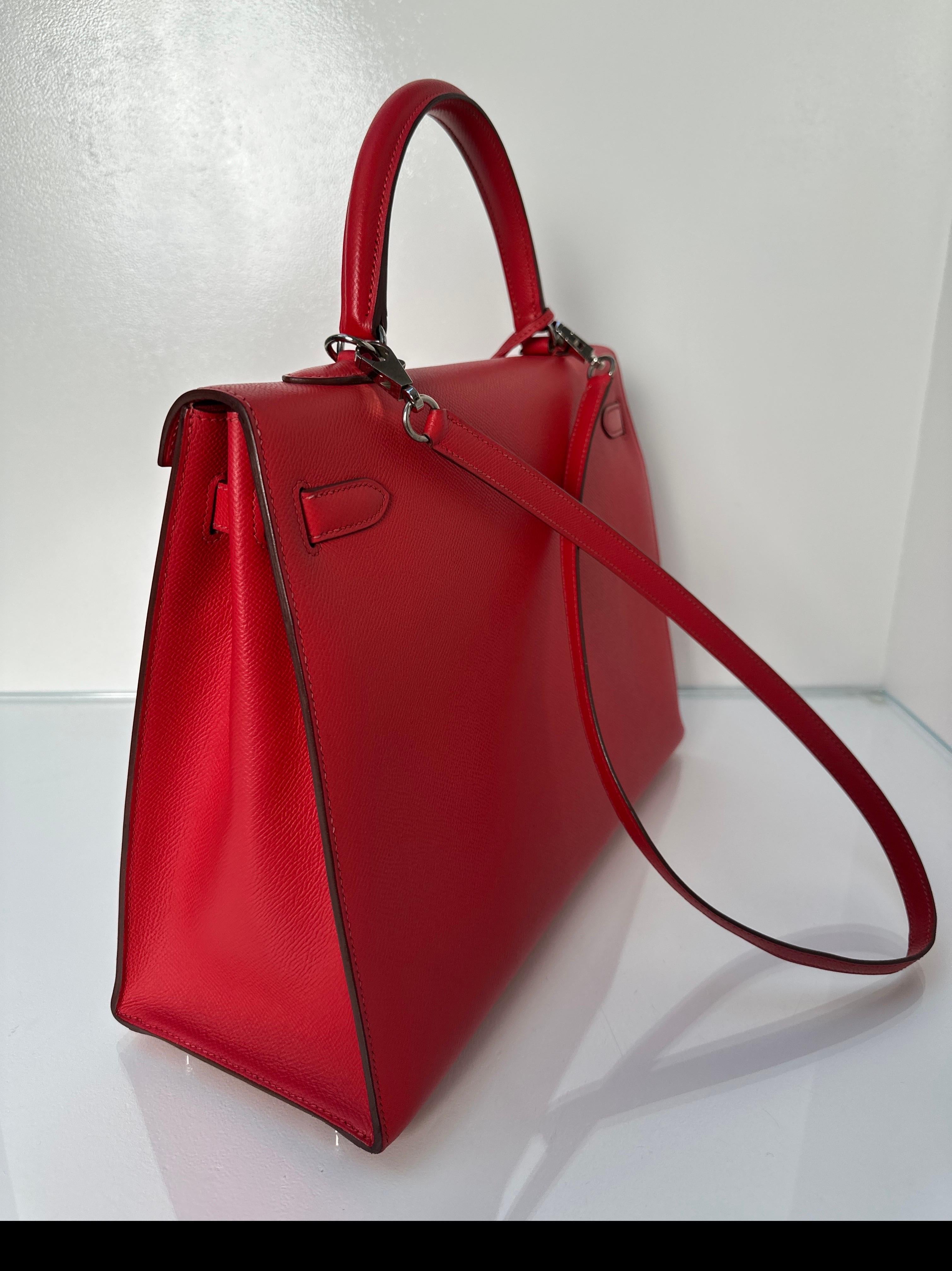 Hermes Red Kelly 35 Bag For Sale 3