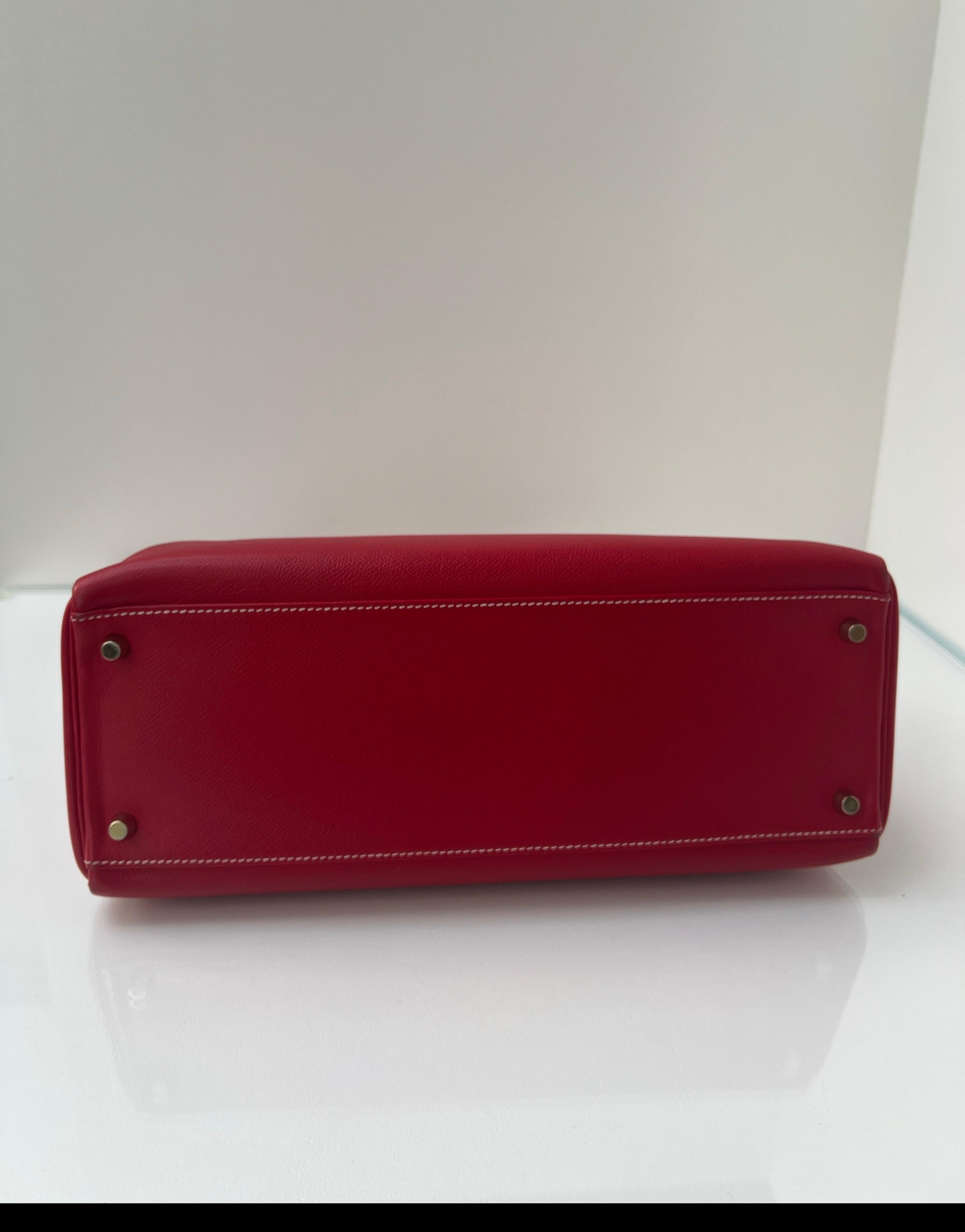 Hermes Red Kelly 35 Bag For Sale 3