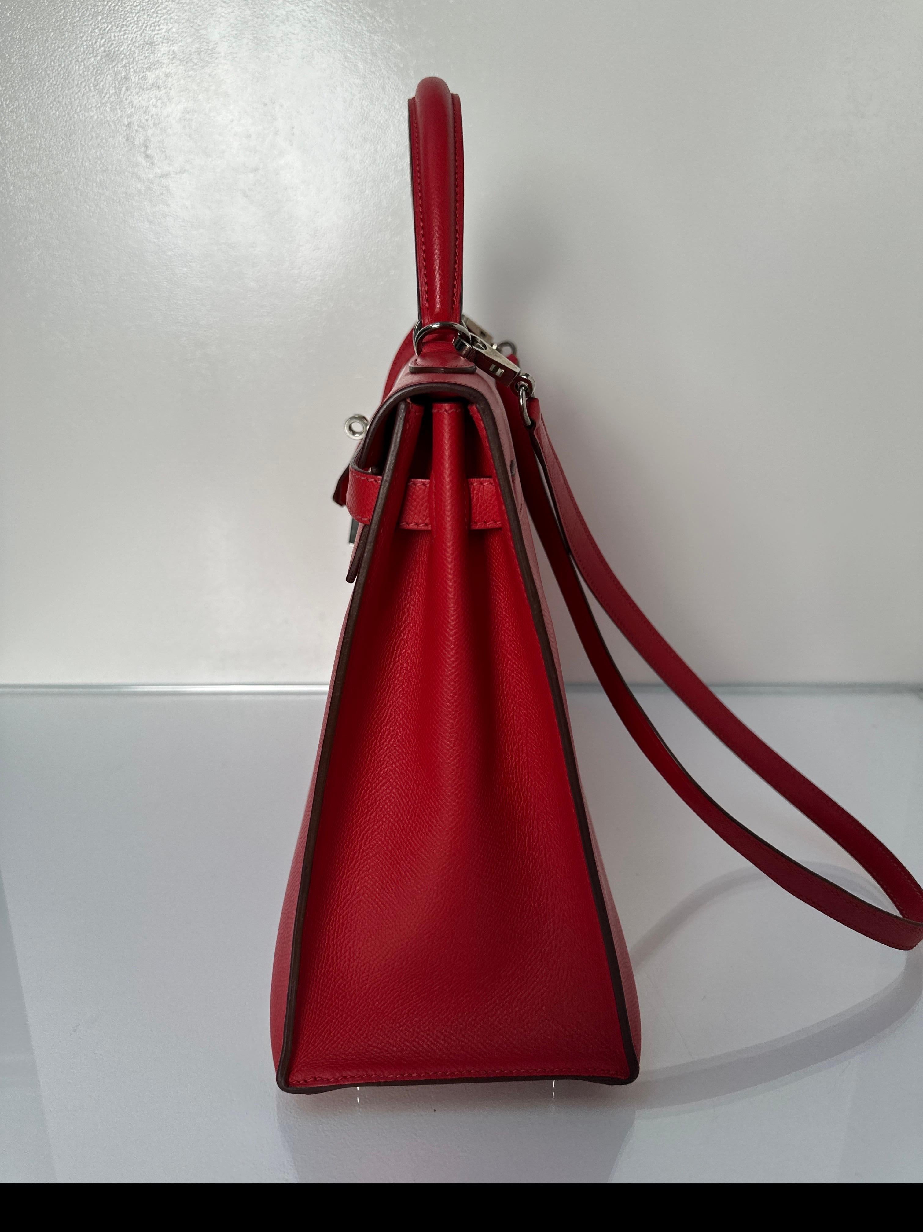 Hermes Red Kelly 35 Bag For Sale 4