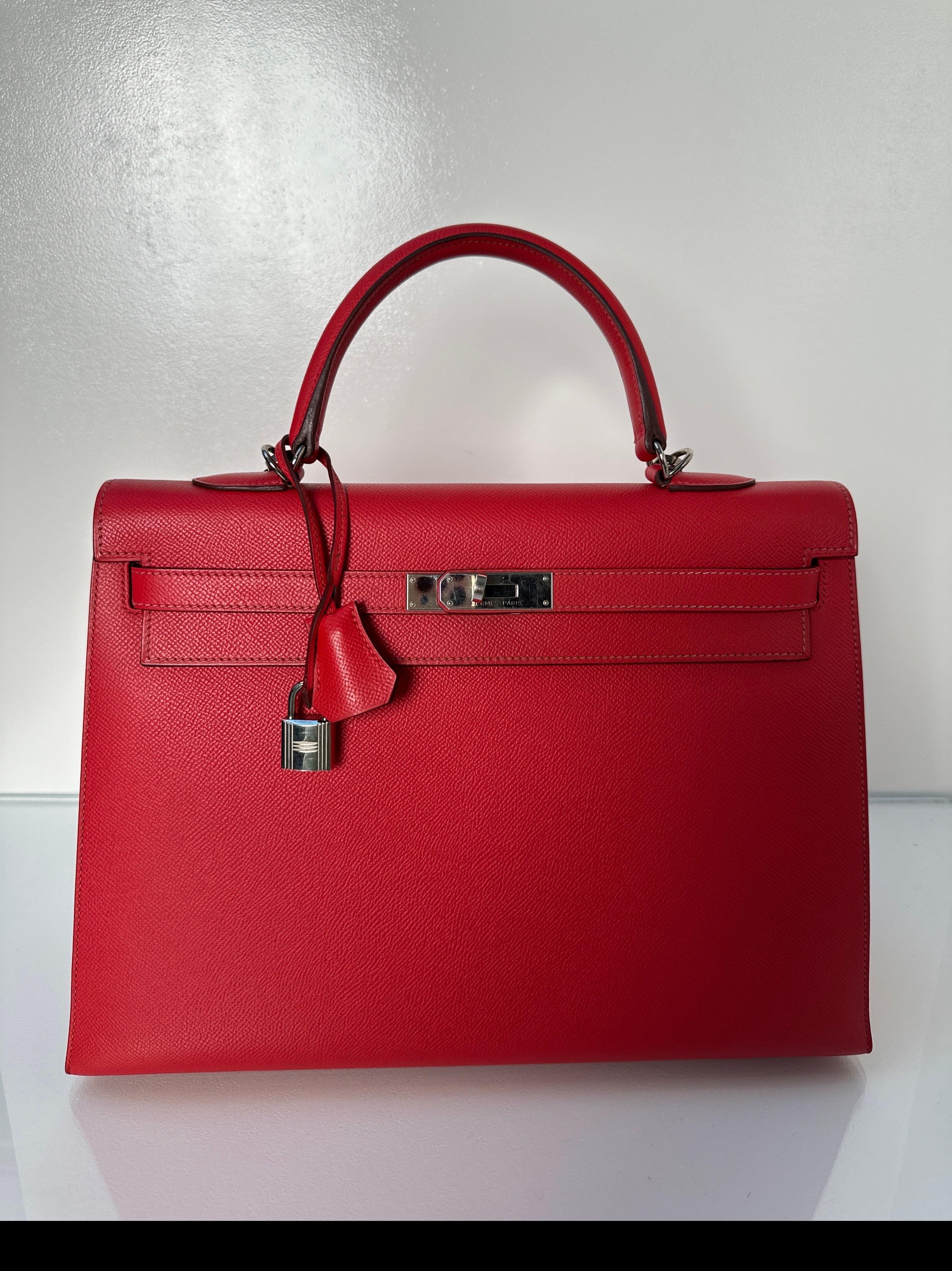 Hermes Red Kelly 35 Bag For Sale 5