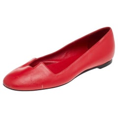 Hermes Red Leather Ballet Flats Size 36.5