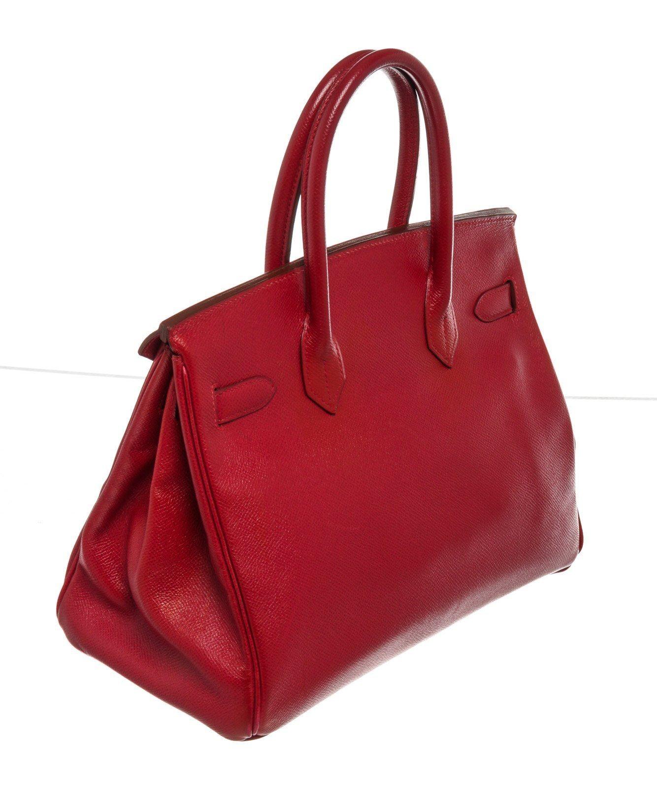 Women's Hermes Red Leather Birkin 30cm Satchel Bag