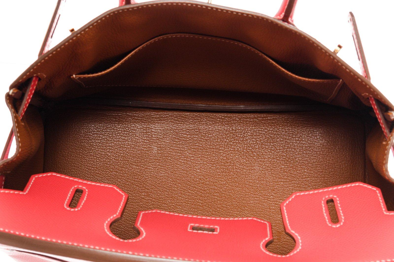 Hermes Red Leather Birkin 30cm Satchel Bag 4