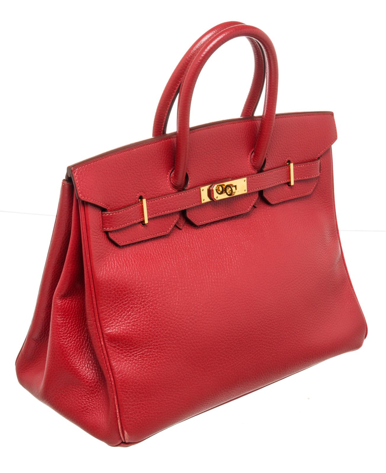 Women's Hermes Red Leather Birkin 35cm Satchel Bag