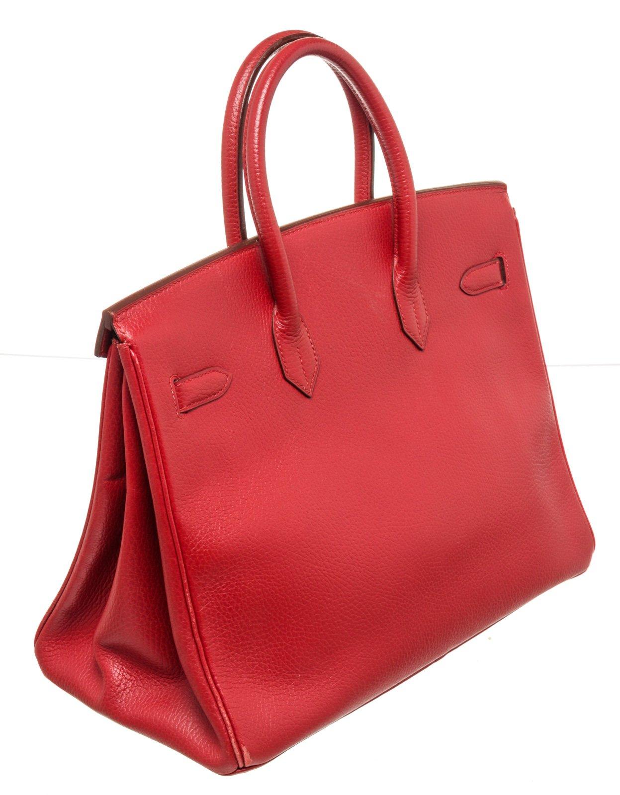Hermes Red Leather Birkin 35cm Satchel Bag 2